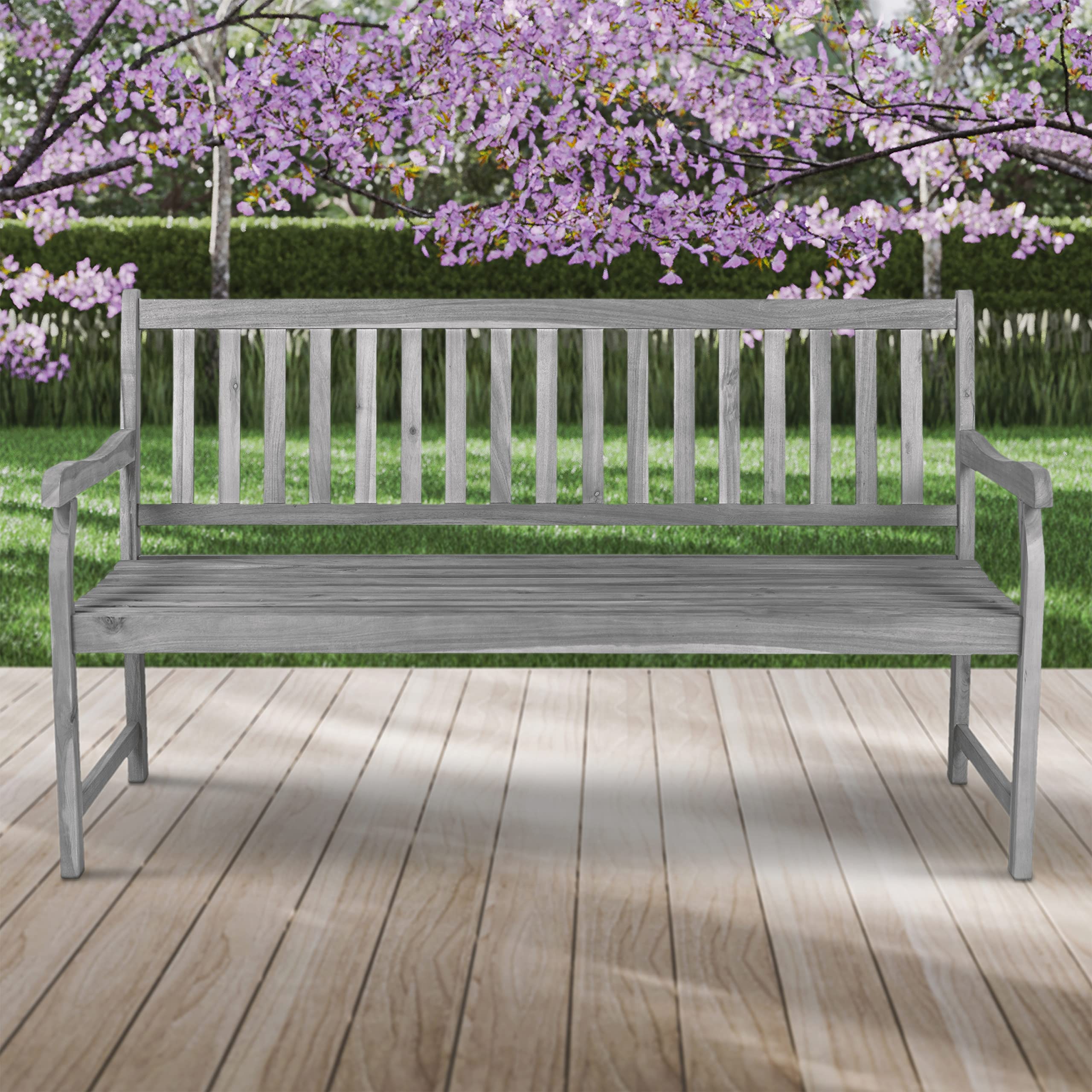 Laurel 59" 3-Seat Acacia Wood Garden Bench