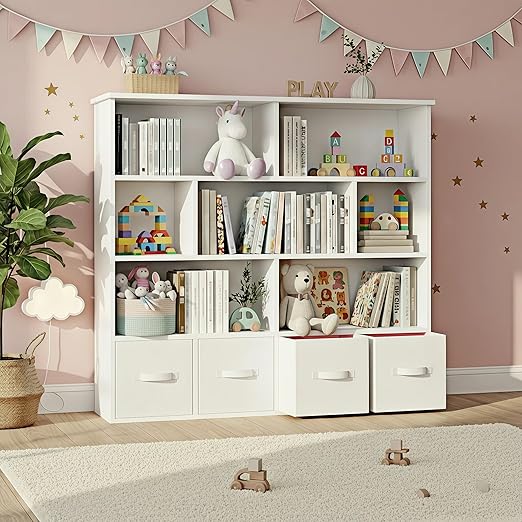 47" Toy Storage Organizer with 7 Cubbies and 4 Drawers