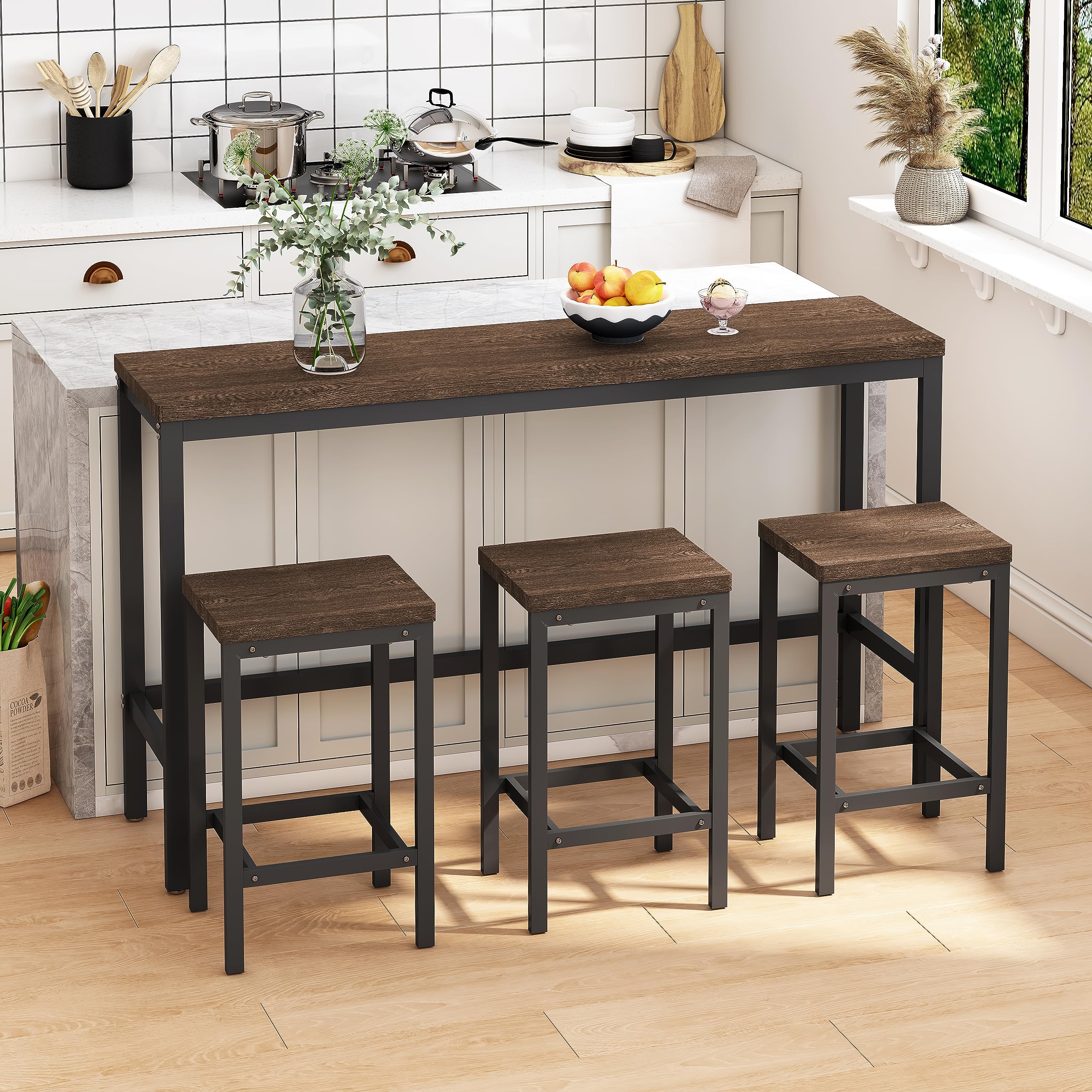 4-Piece Counter Height Dining Set with Stools