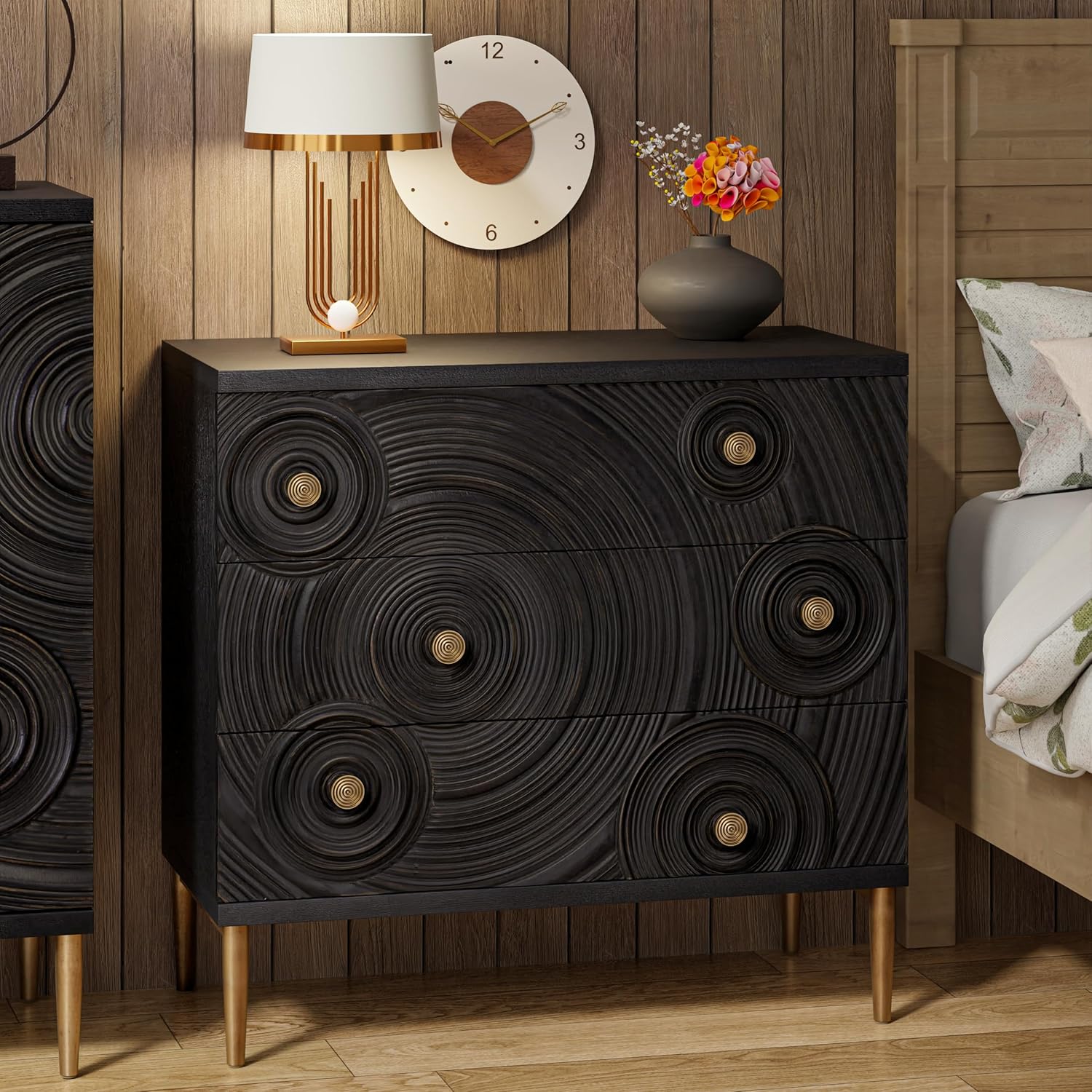 3 Drawer Dresser with Ring Motif
