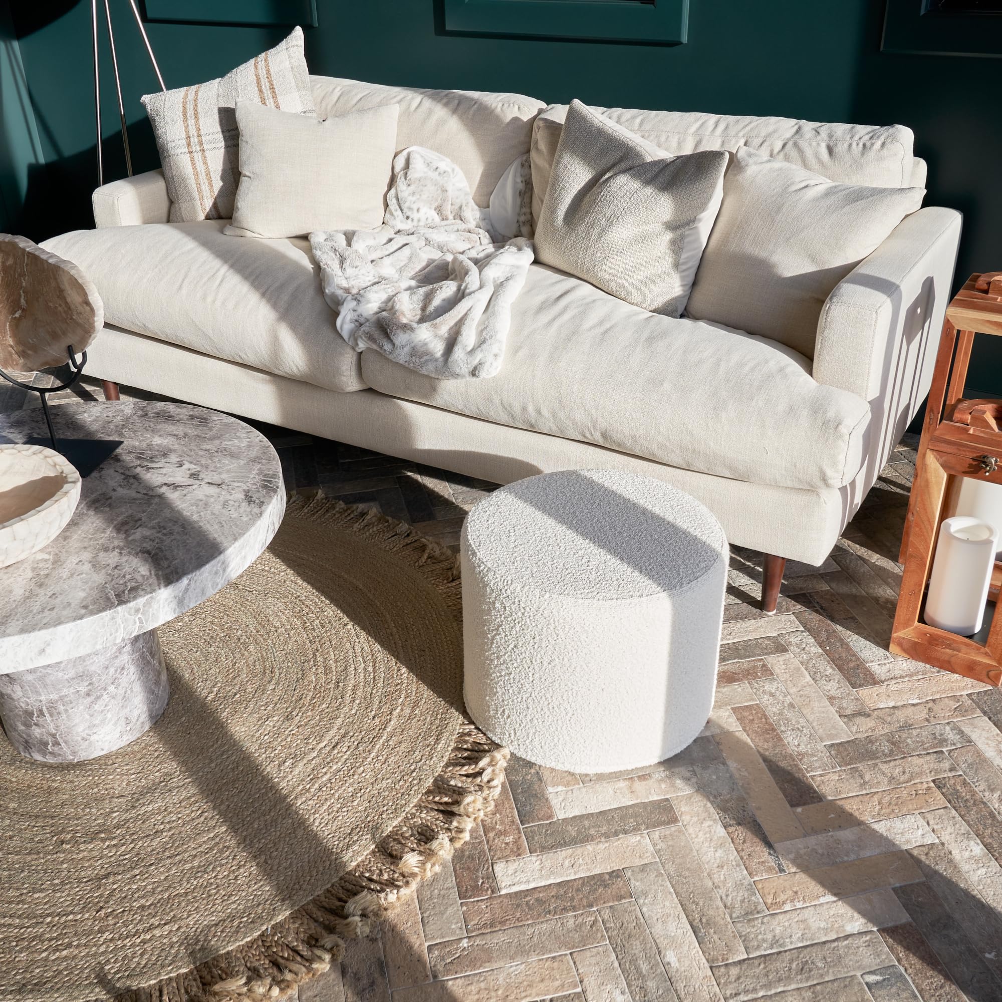 Boucle Pouf Ottoman Footrest