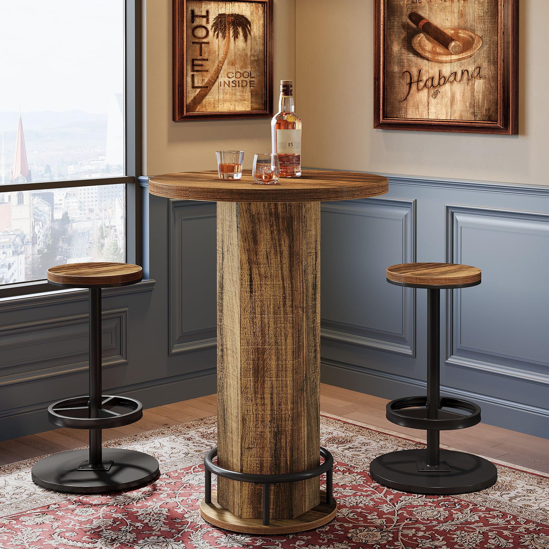 Round Bar Table with 2 Barstools