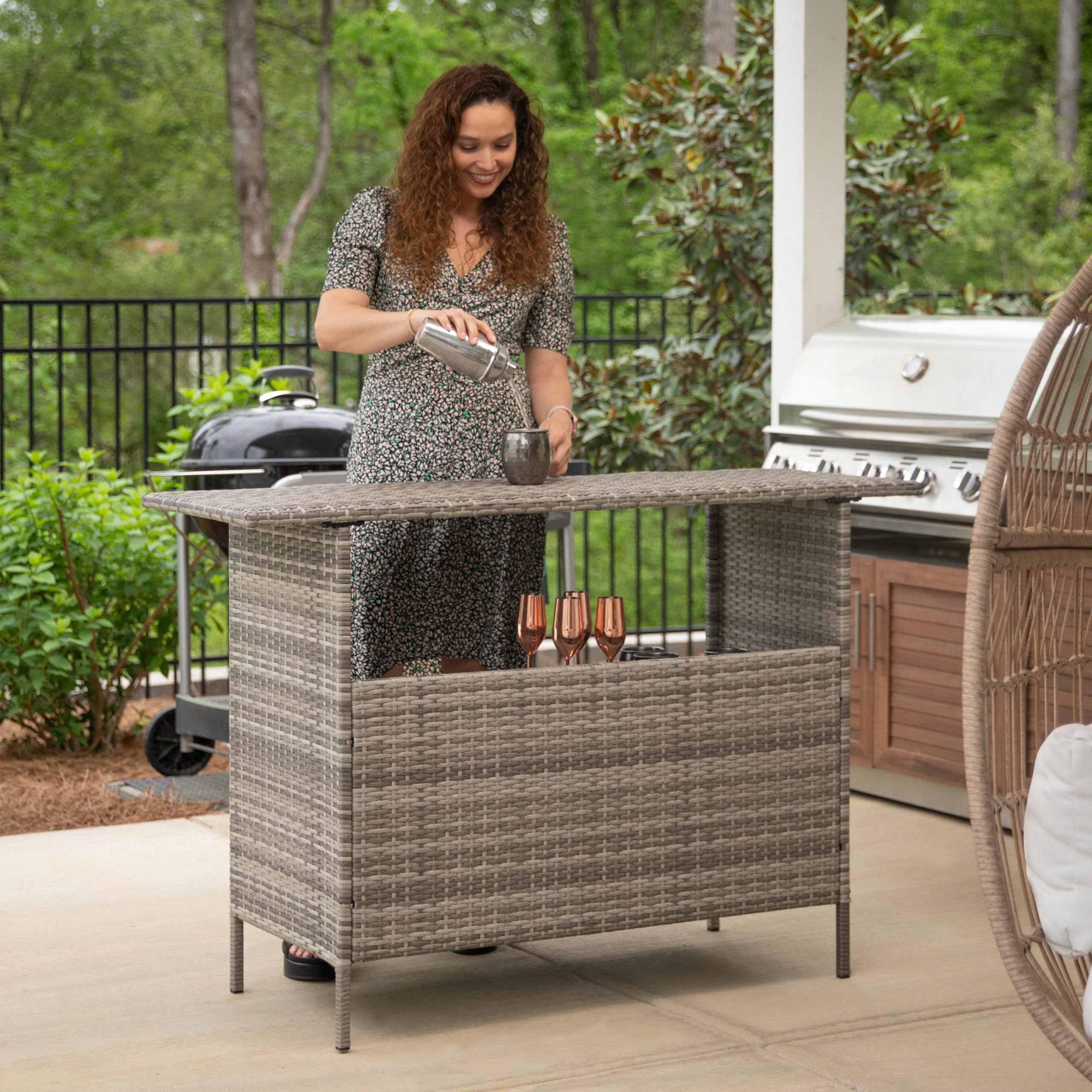 Indoor/Outdoor Wicker Rattan Bar Counter Table