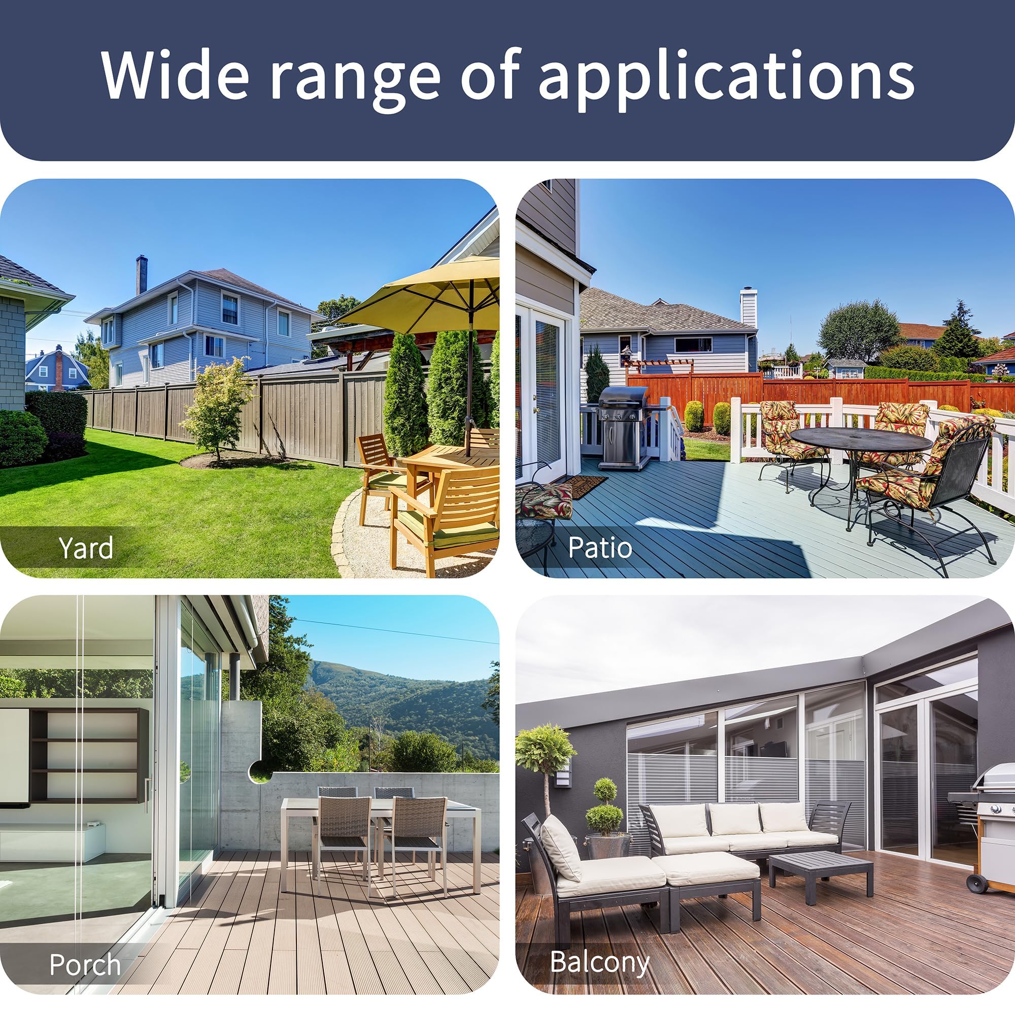 Shintenchi 6 Piece Patio Dining Set with Umbrella, Outdoor Furniture Set with 4 Folding Chairs and Tempered Glass Top Dining Table fot Lawn Backyard Garden Porch, Silver