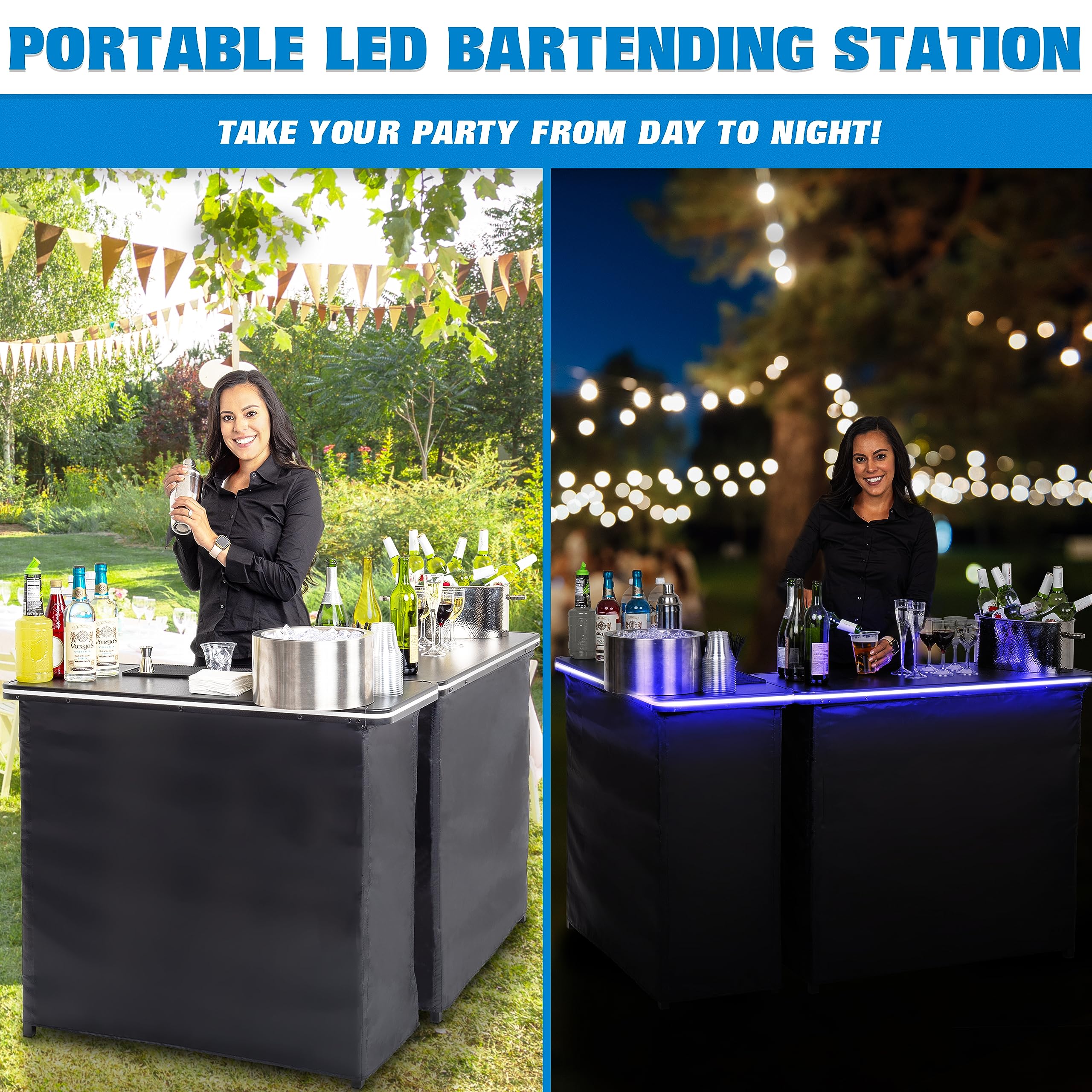 Double LED Bar Table Set with Multi-Color Lights