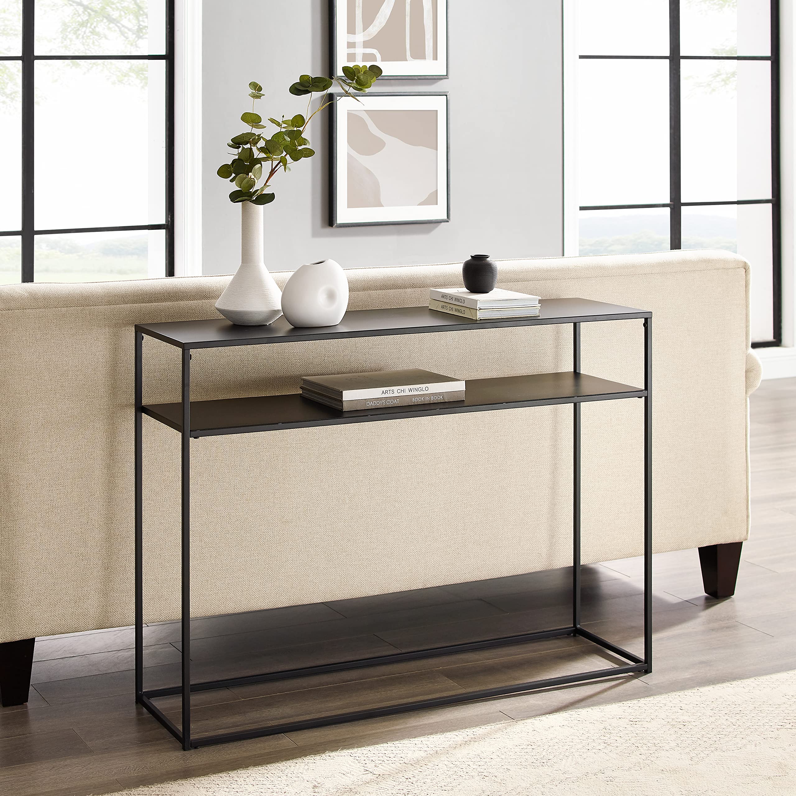 Braxton Sofa Console Table with Storage Shelf