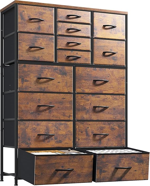 57" Fabric Dresser with 16 Drawers