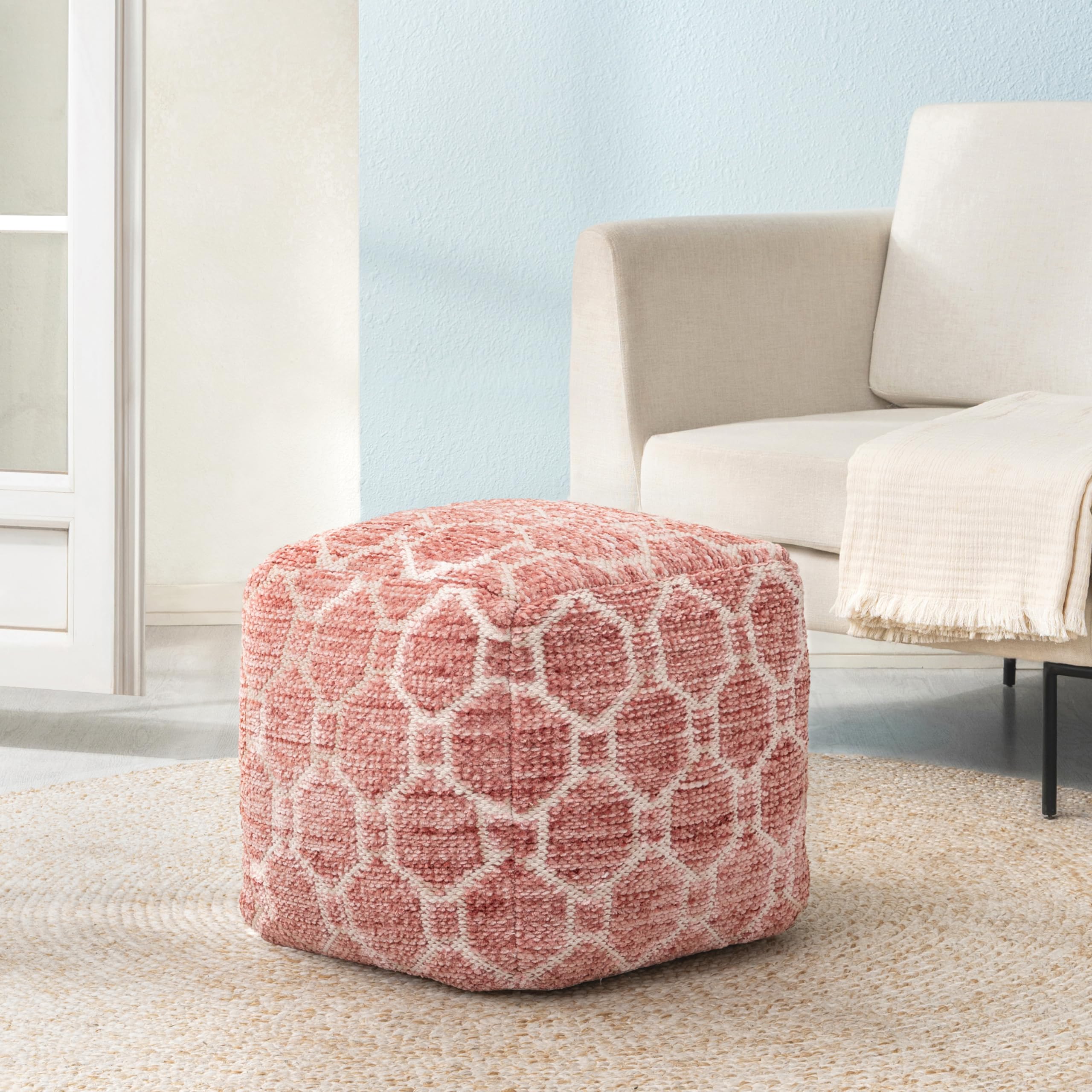 Handcrafted Square Pouf Ottoman Footrest