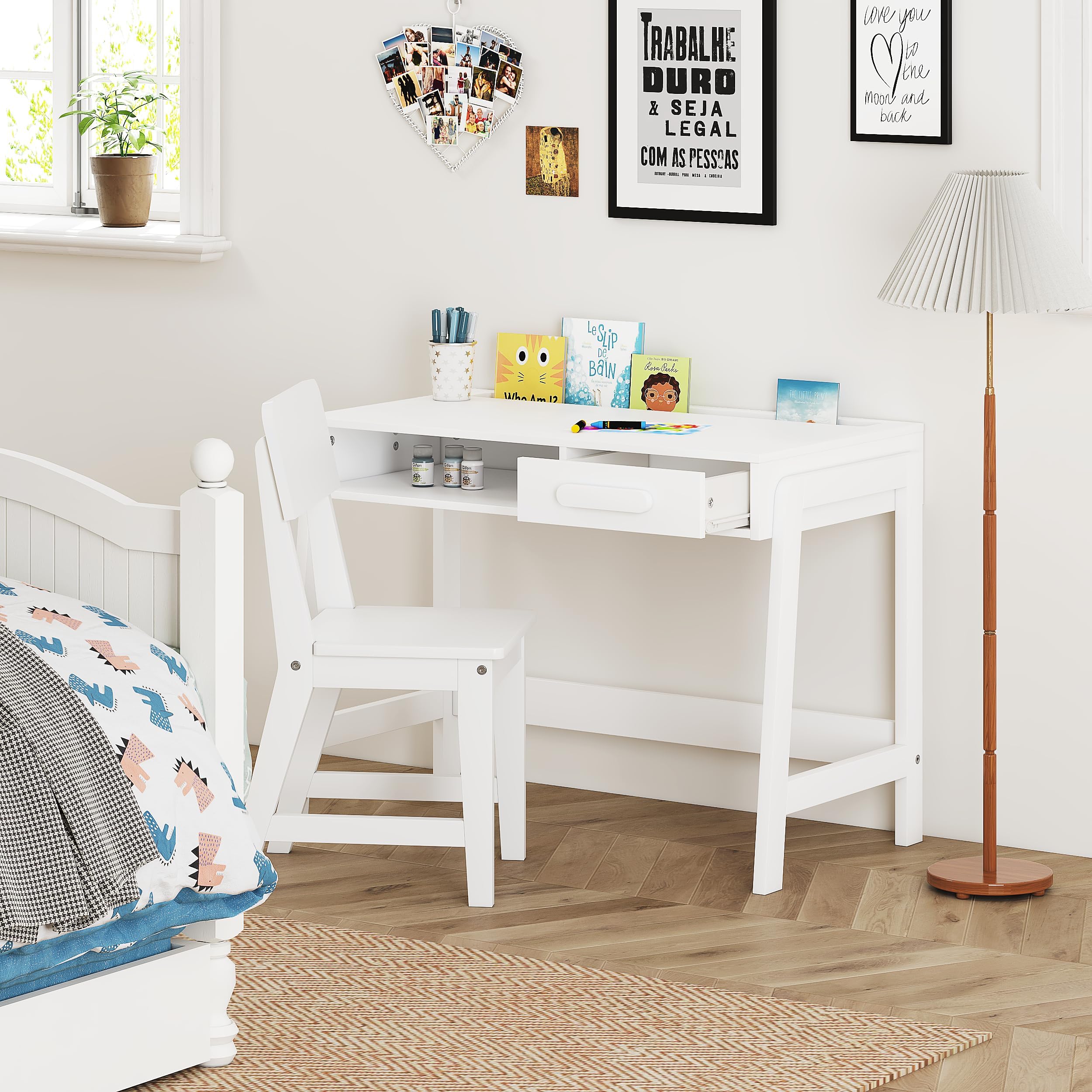 Kids Desk and Chair Set with Drawers