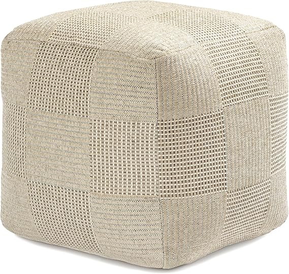 Handmade Pouf Ottoman Footrest - 20" x 20" x 20" Teak