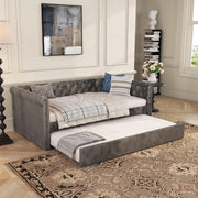 Upholstered Velvet Daybed with Trundle
