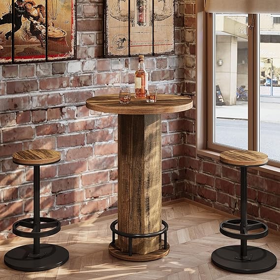 3-Piece Round Dining Table Set with 2 Chairs