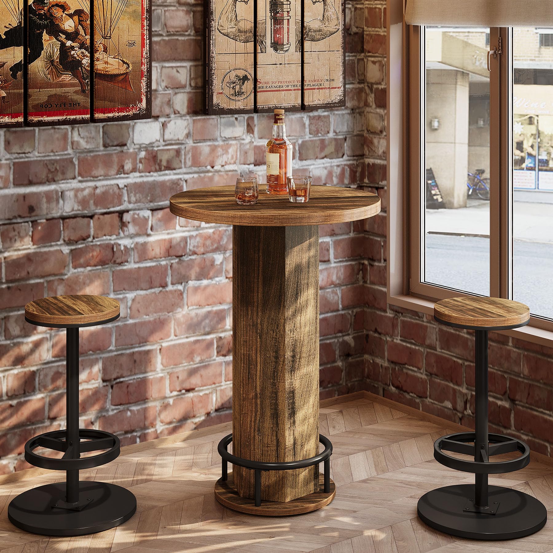 3-Piece Round Dining Table Set with 2 Chairs