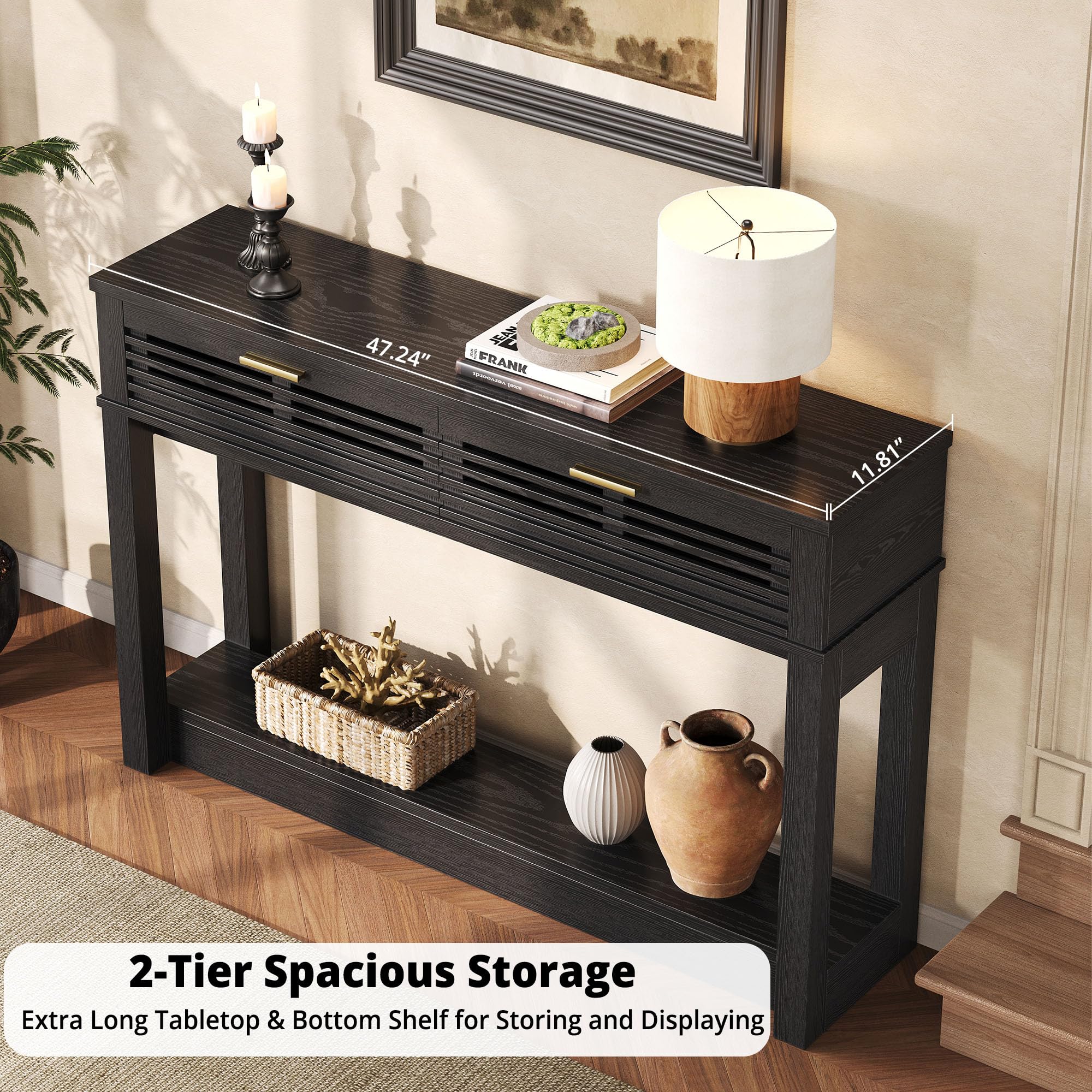 47" Entryway Console Table with Drawer and Storage
