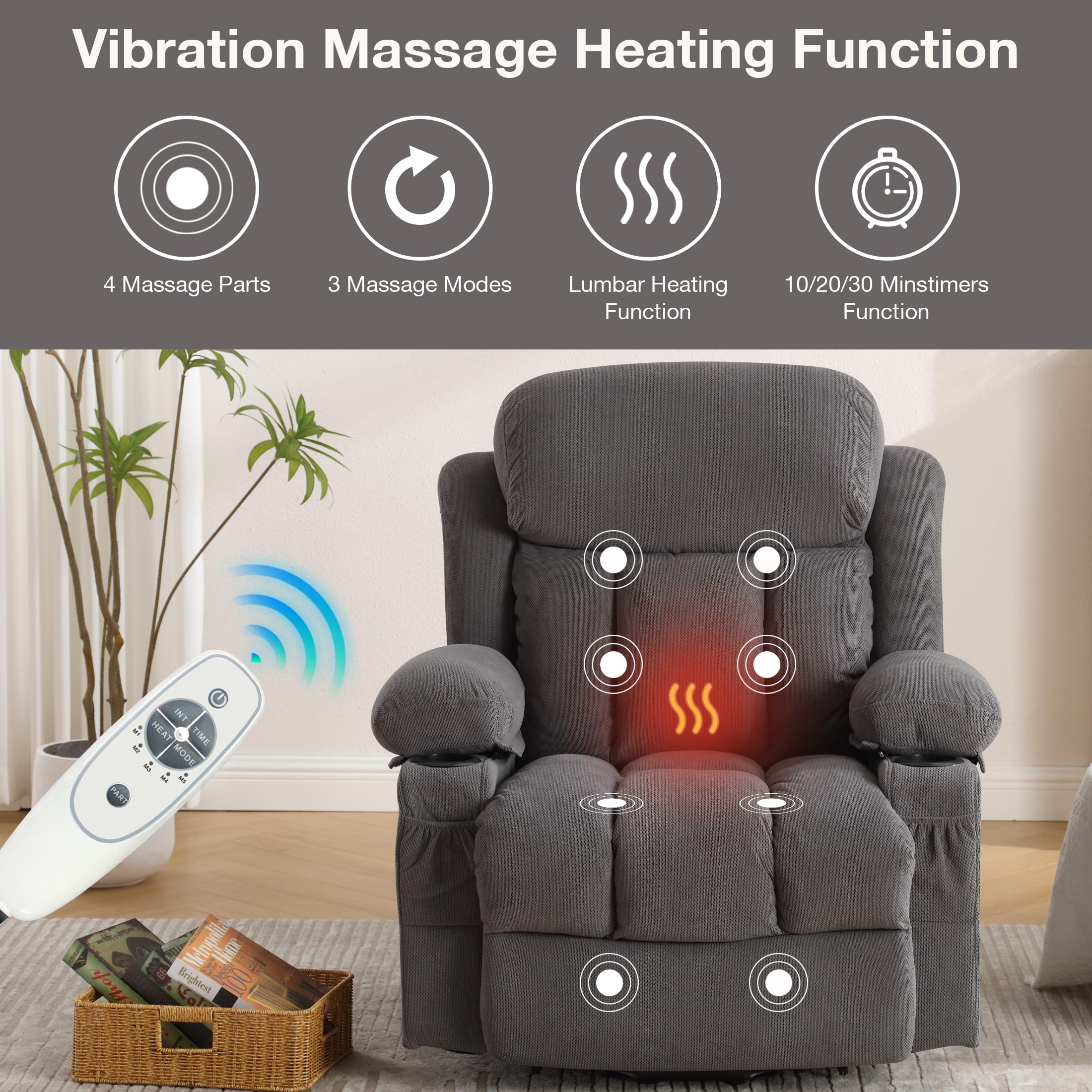 Power Lift Recliner Chair with Massage and Heating