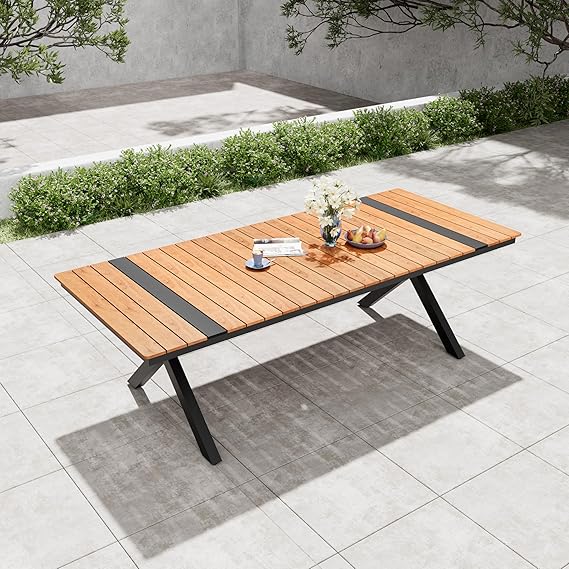 94" Outdoor Dining Table for 8-10 with Umbrella Hole