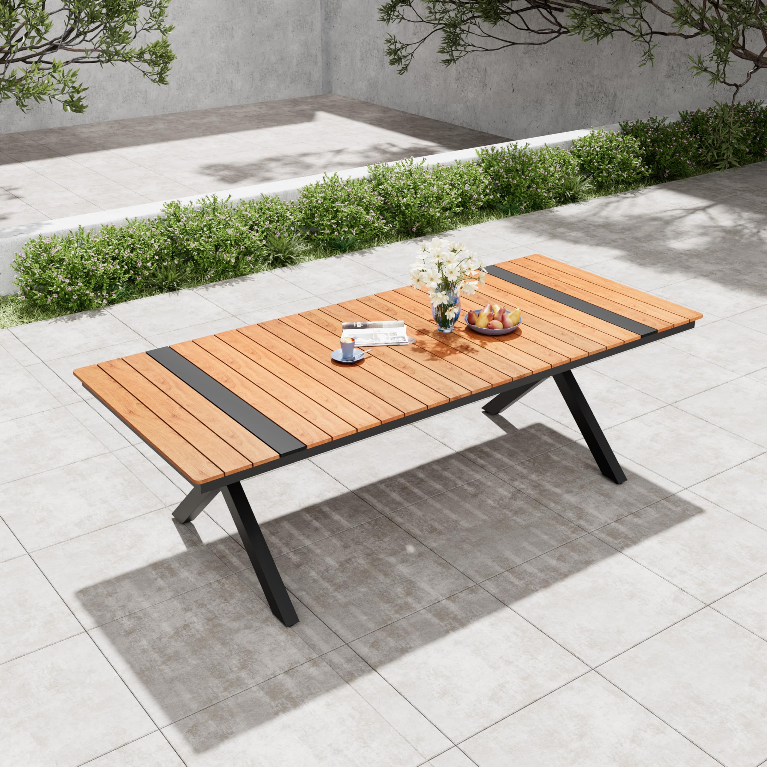 94" Outdoor Dining Table for 8-10 with Umbrella Hole