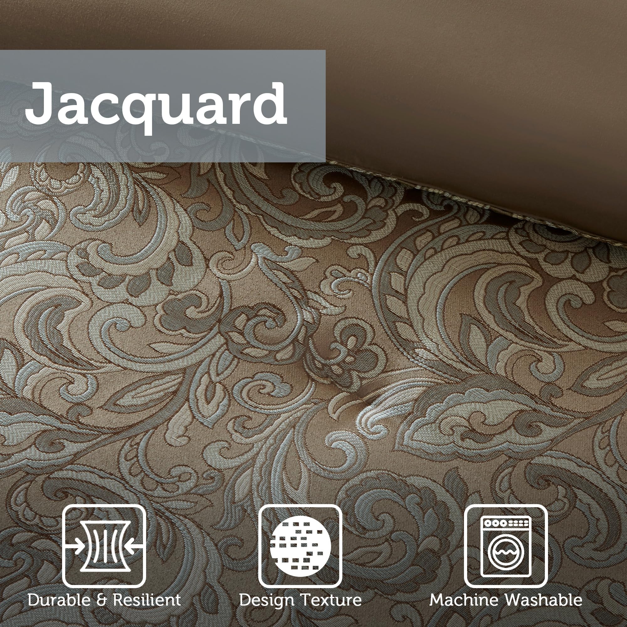 Faux Silk Jacquard Paisley Comforter Set Queen 24 Piece