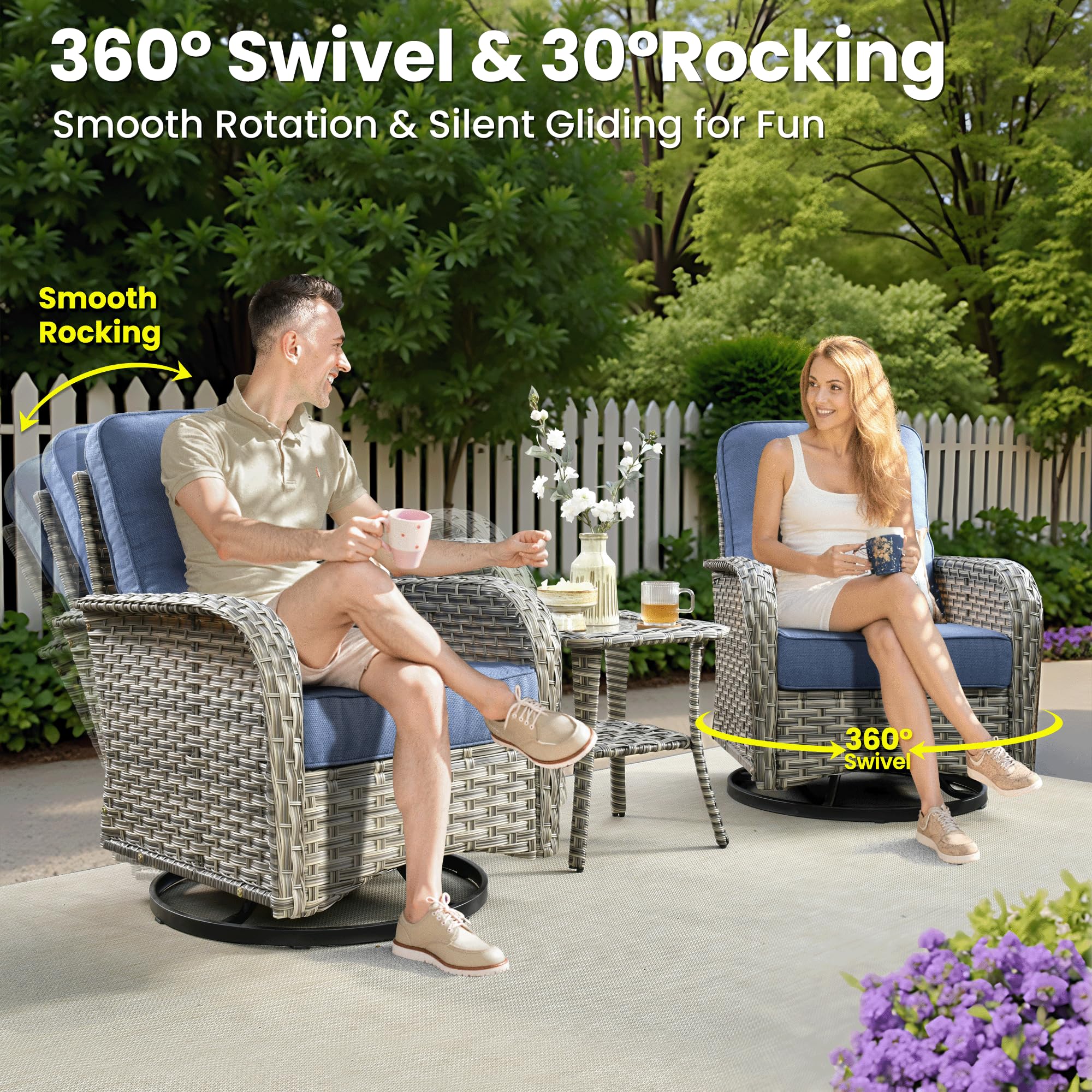 9-Piece Outdoor Patio Sectional Sofa Set with Fire Pit Table