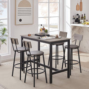 5-Piece Bar Table Set with Upholstered Stools