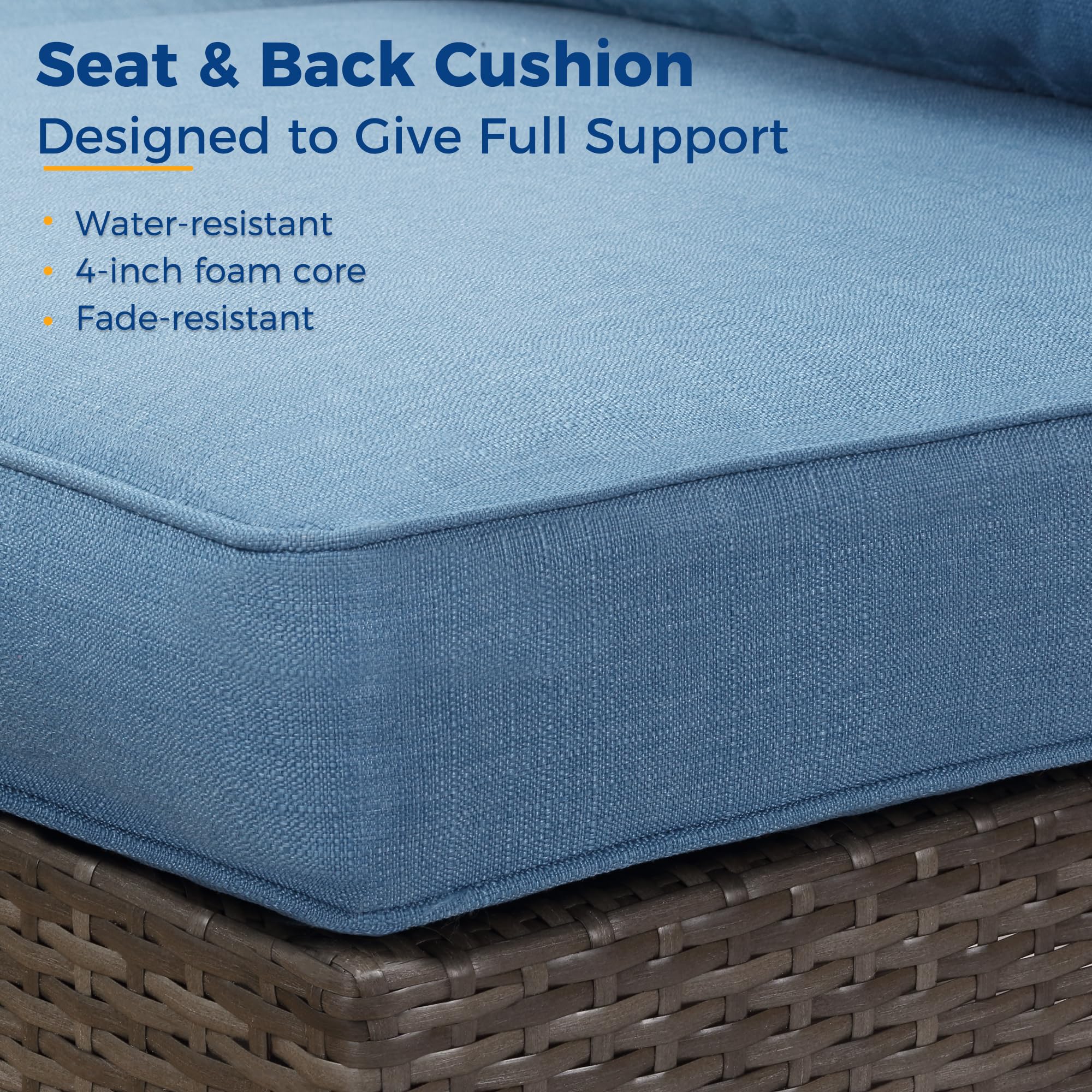 2 Piece Outdoor Wicker Patio Loveseat Set with Cushions