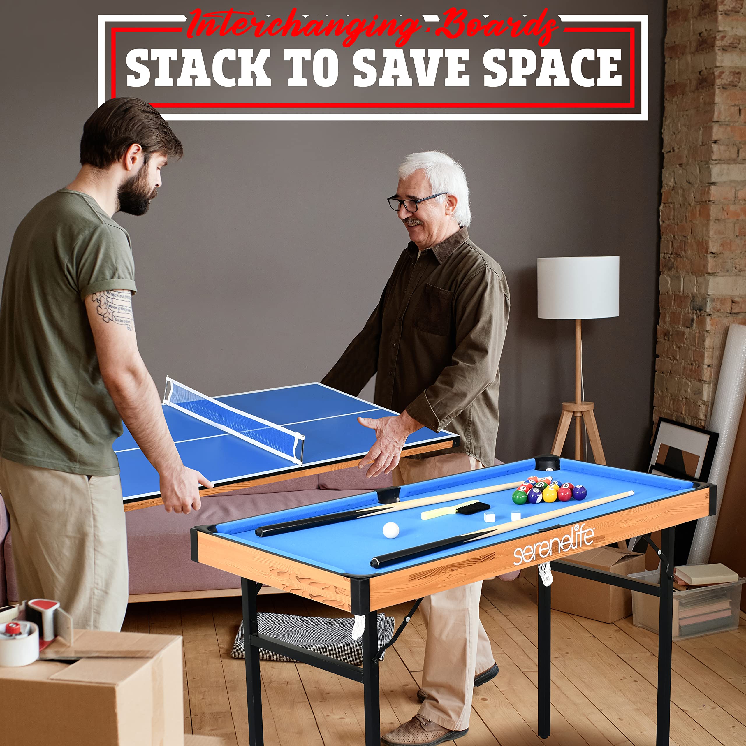 4-in-1 Multi Game Table with Ping Pong, Air Hockey, Pool & Shuffleboard
