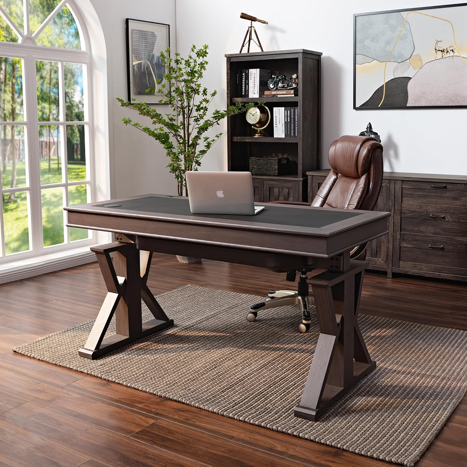 L-Shaped Standing Desk with Drawers 60 Inch