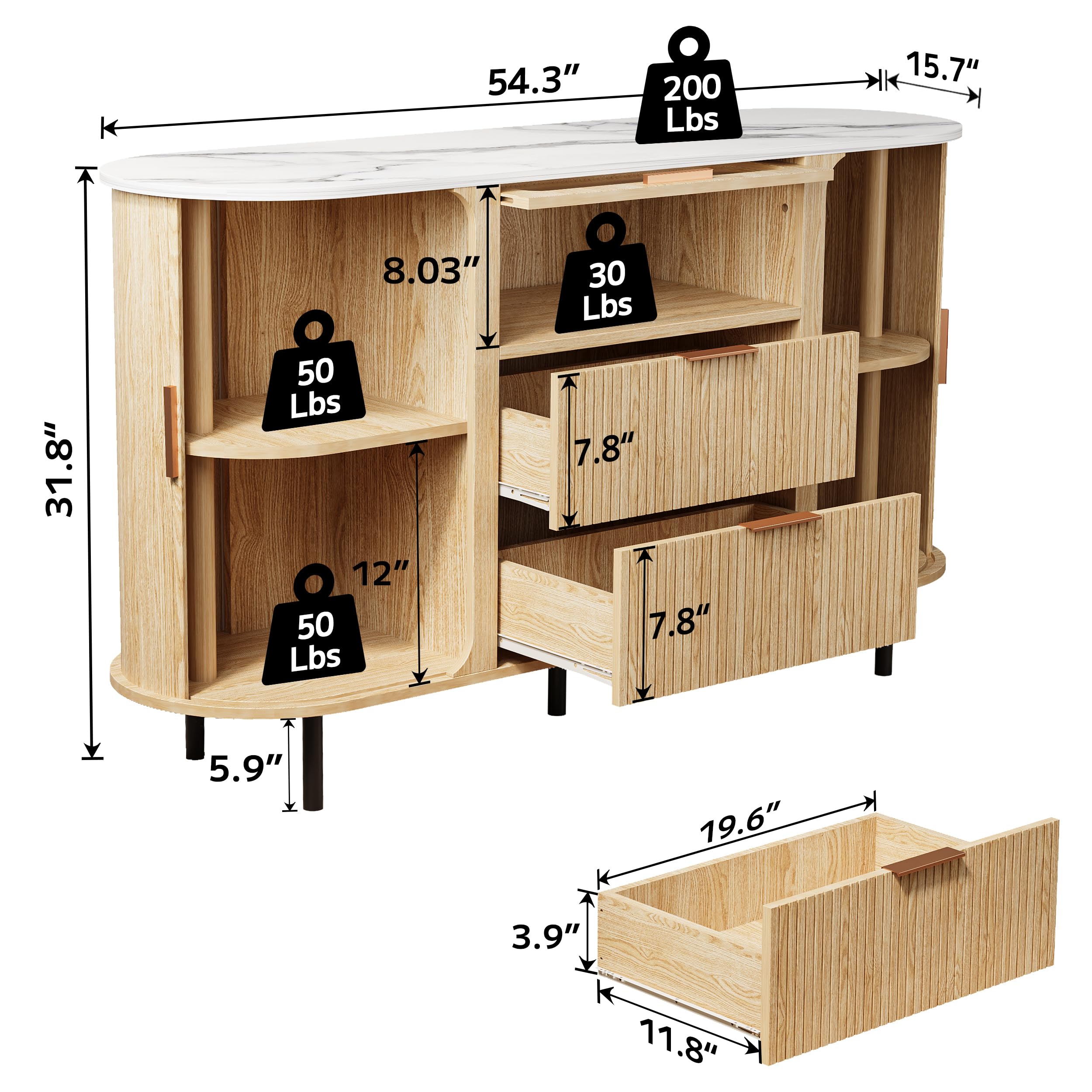 47.8" Storage Accent Cabinet with 4 Doors