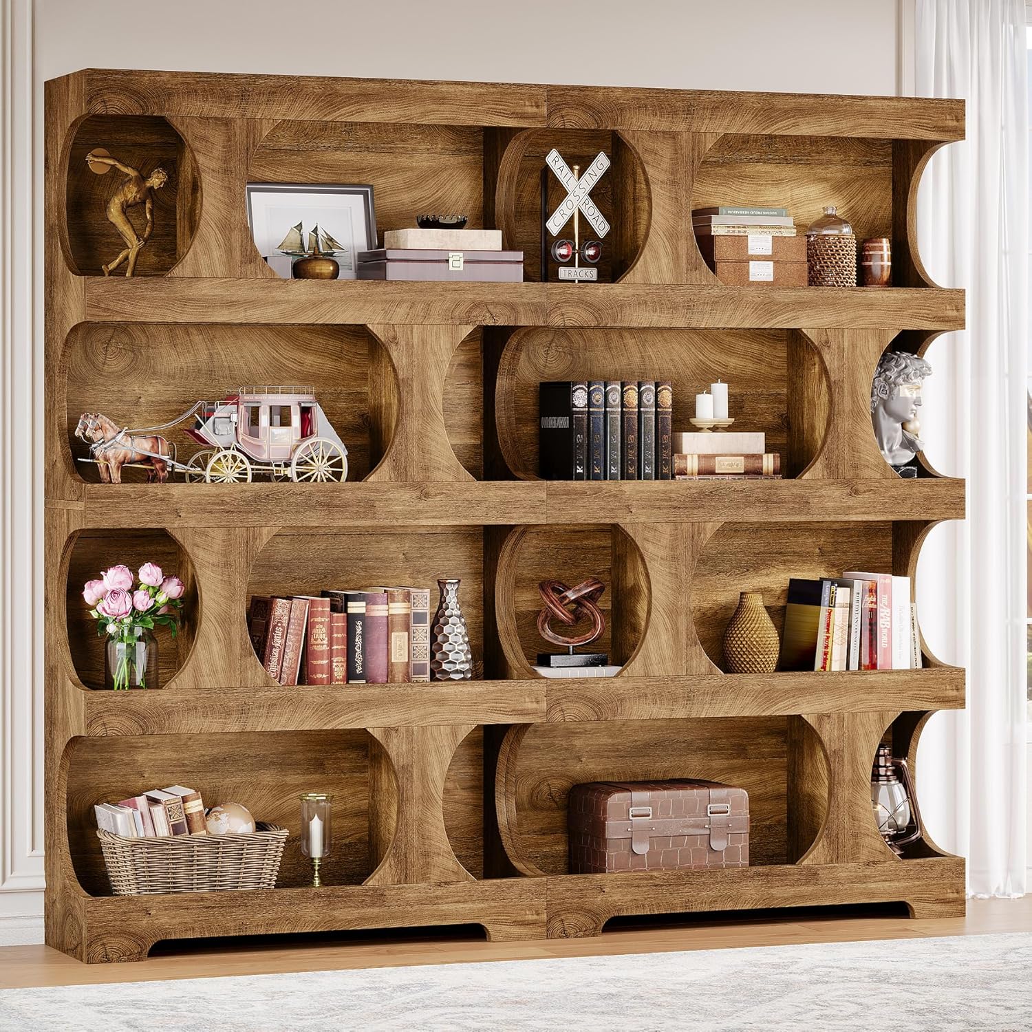 71" Asymmetrical Black Bookcase