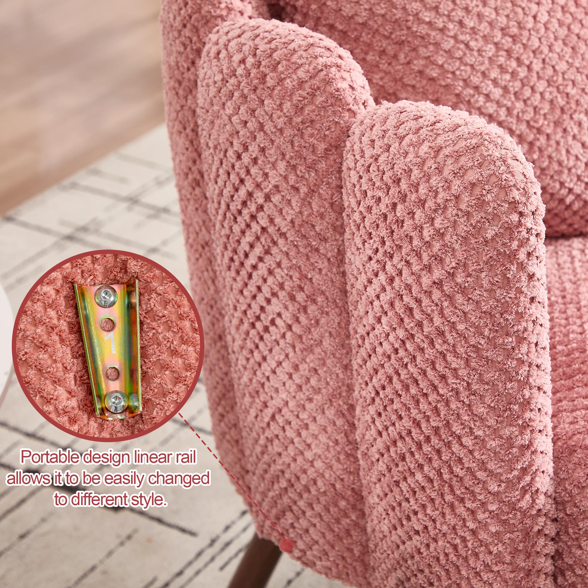 Okeysen Petal Vanity Cute Chair, Velvet Accent Chairs with Wood Leg, Vanity & Makeup Room, Mid Century Reading Armchair for Living Room, Bedroom.