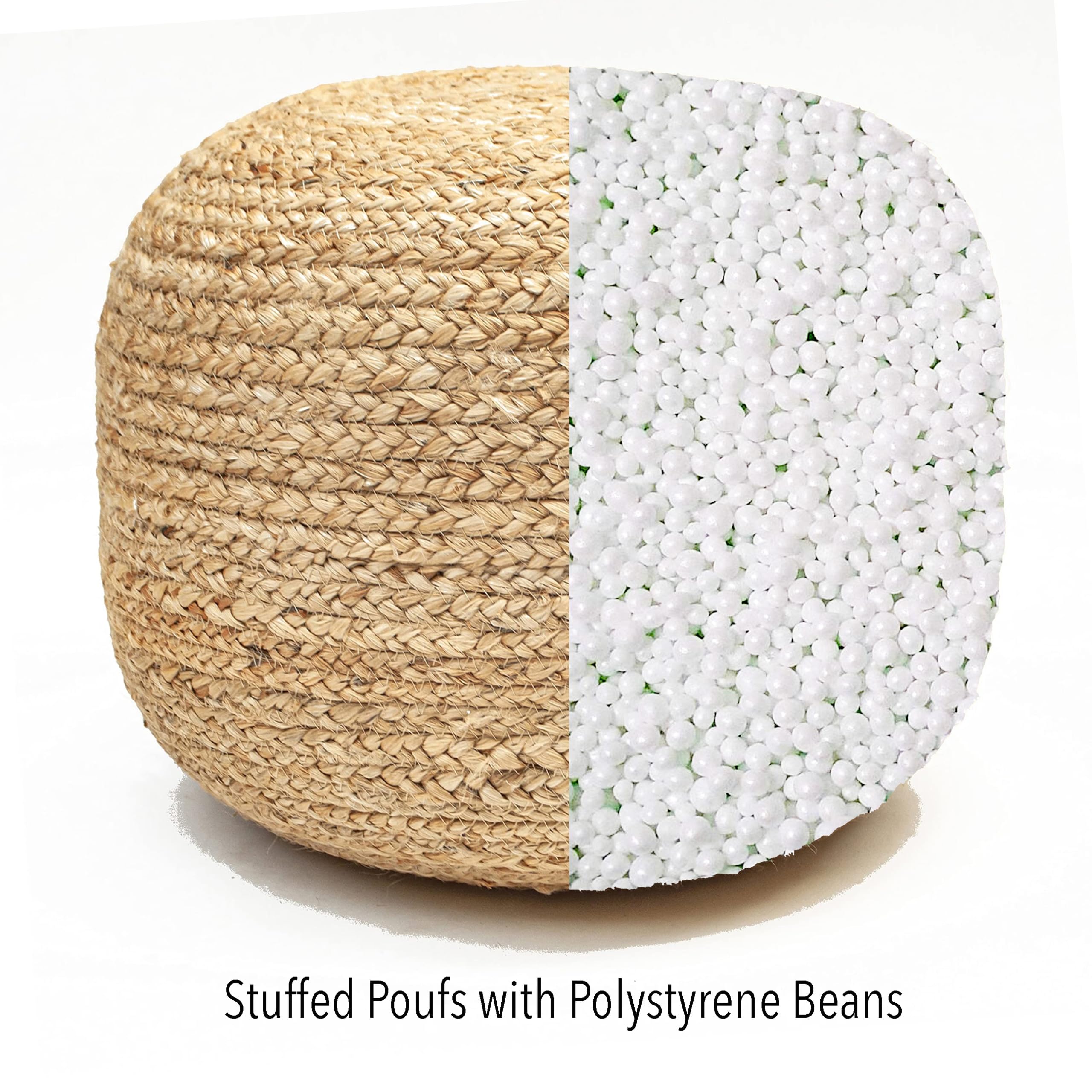 Natural Braided Ottoman Pouf