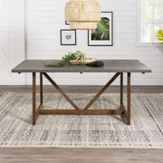 72 Inch Farmhouse Dining Table Grey Brown