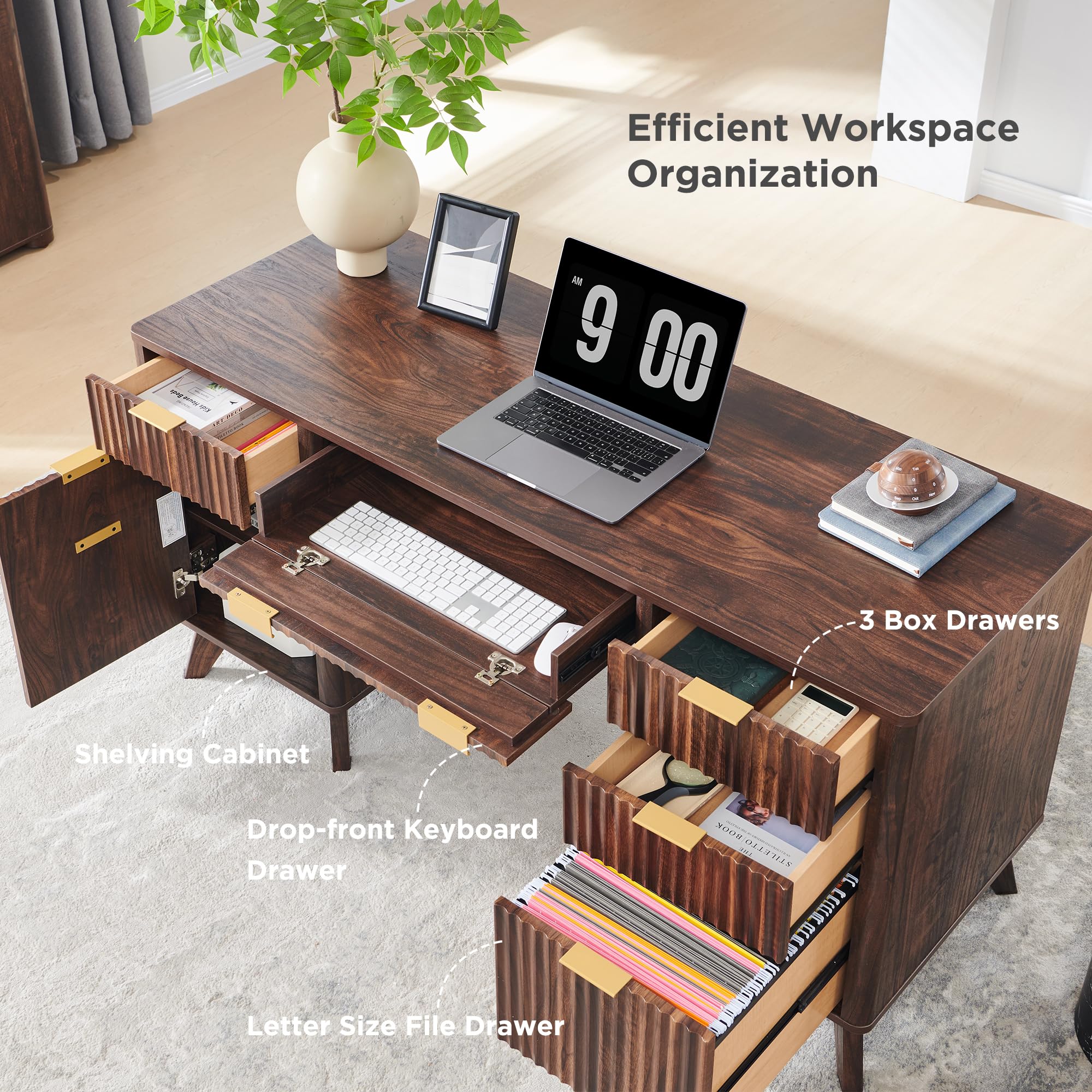 60" Executive Desk with Charging Station
