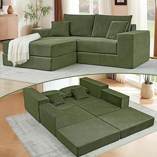 Modular Sectional Cloud Sofa 3-Seater L-Shaped Convertible