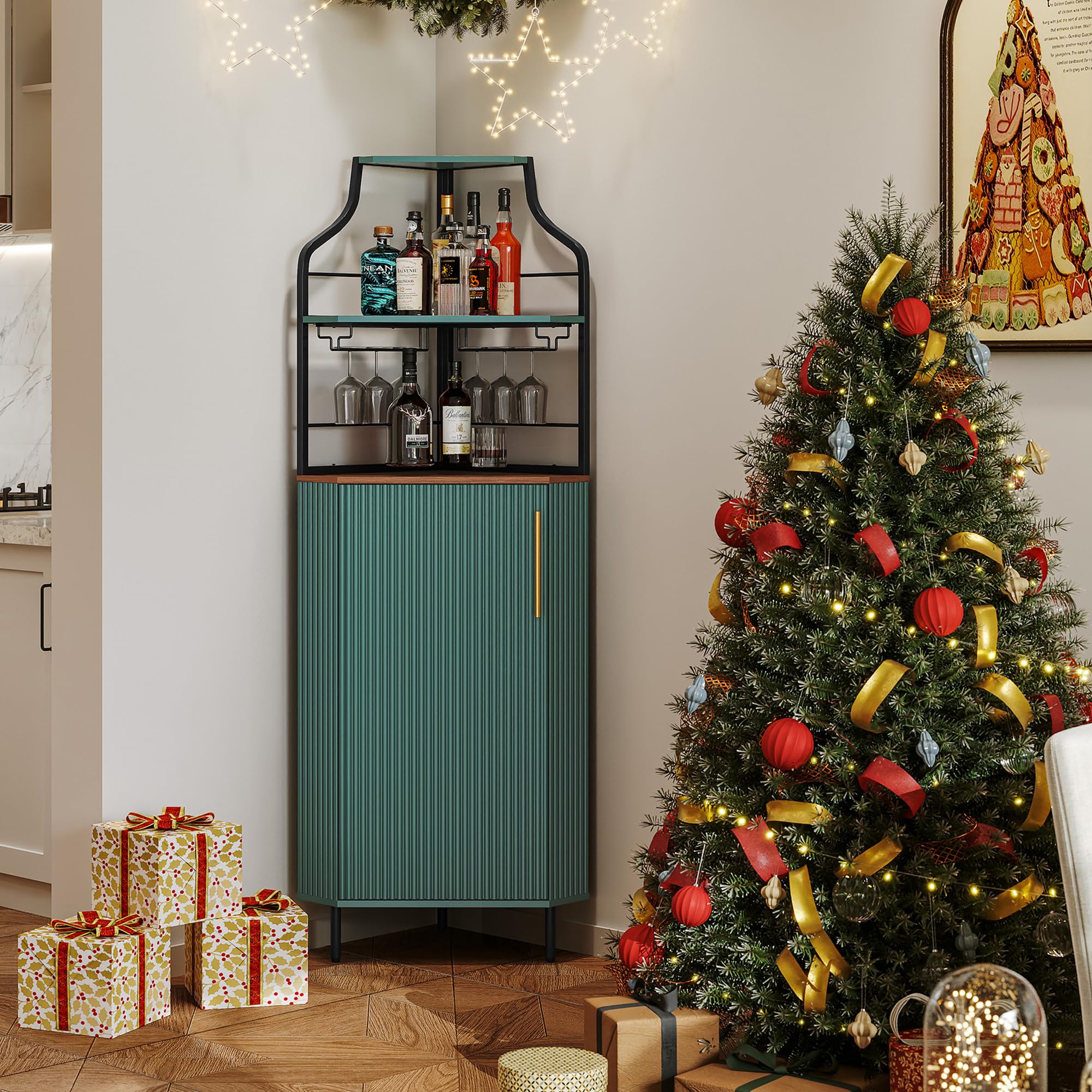 Corner Bar Cabinet with LED Strip