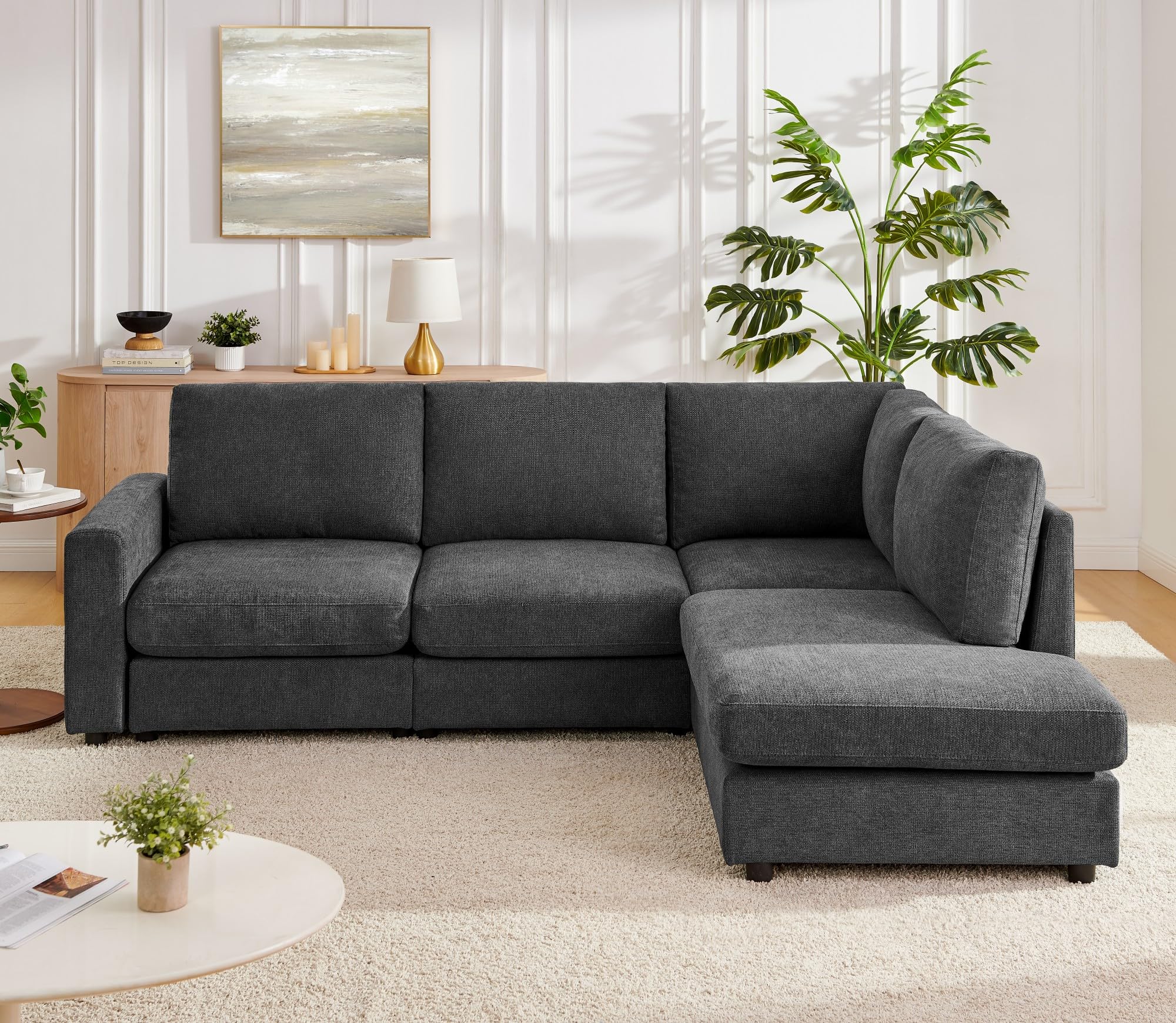 100" L-Shaped Sectional Sofa with Reversible Chaise