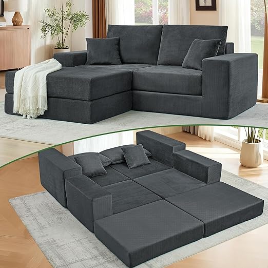 Modular Sectional Cloud Sofa 3-Seater L-Shaped Convertible