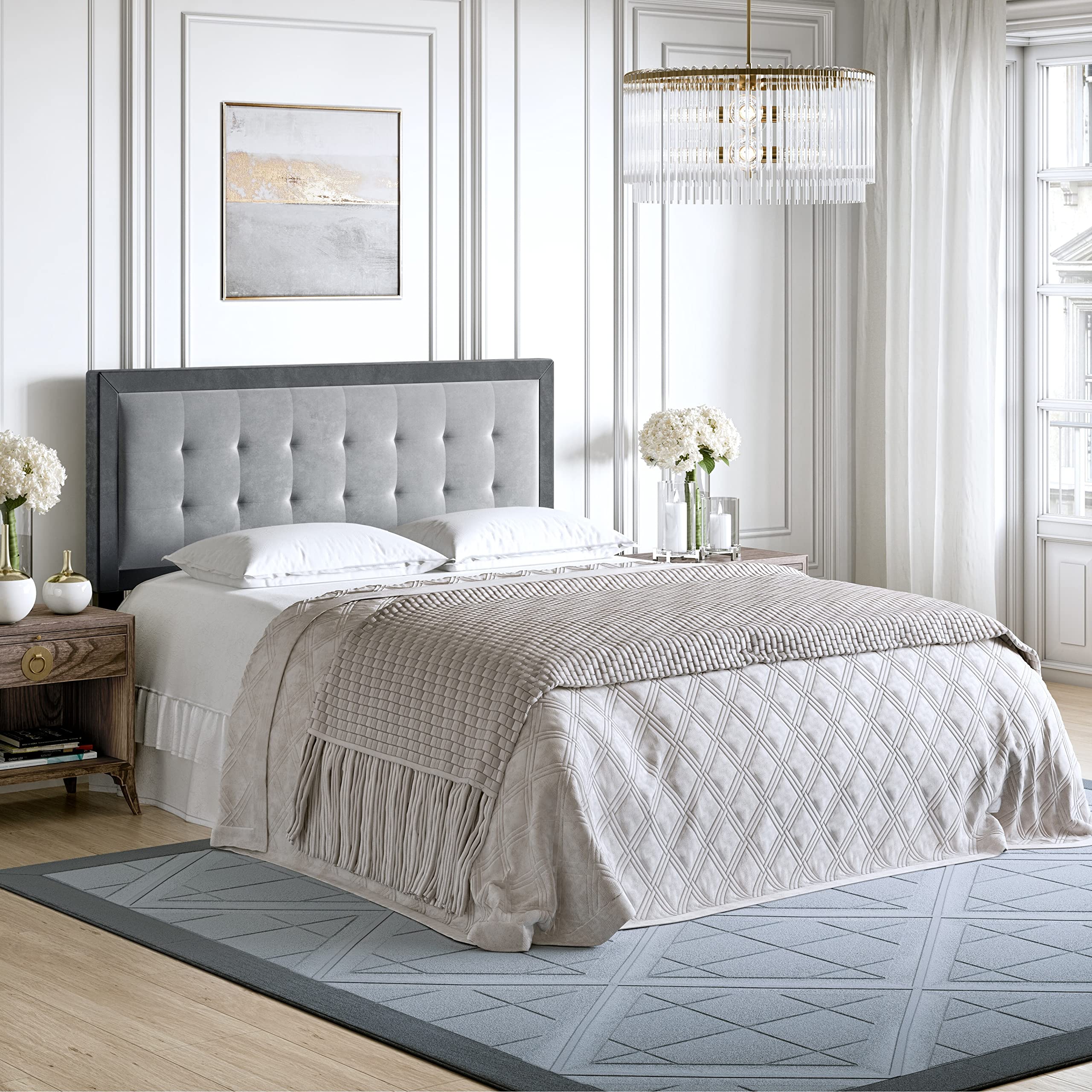Upholstered Button Tufted Headboard Queen