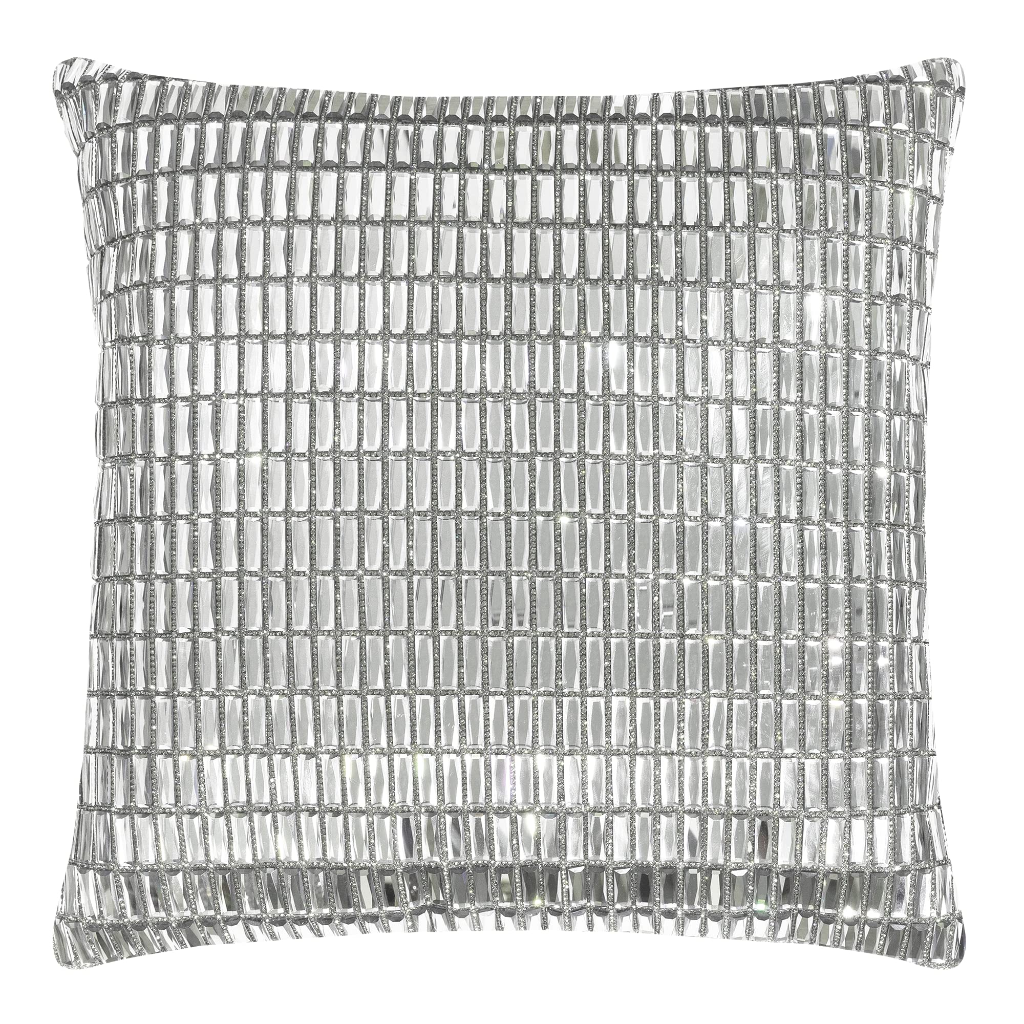 Glass Stone Velvet Throw Pillow Silver 16x16