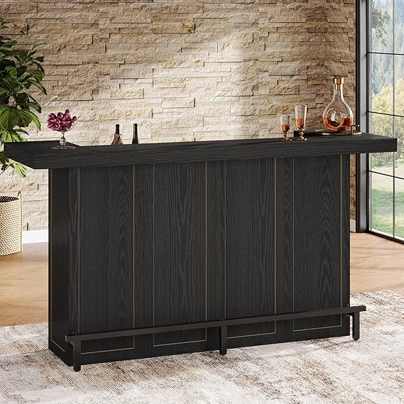 4-Tier Bar Table with Storage and Footrest