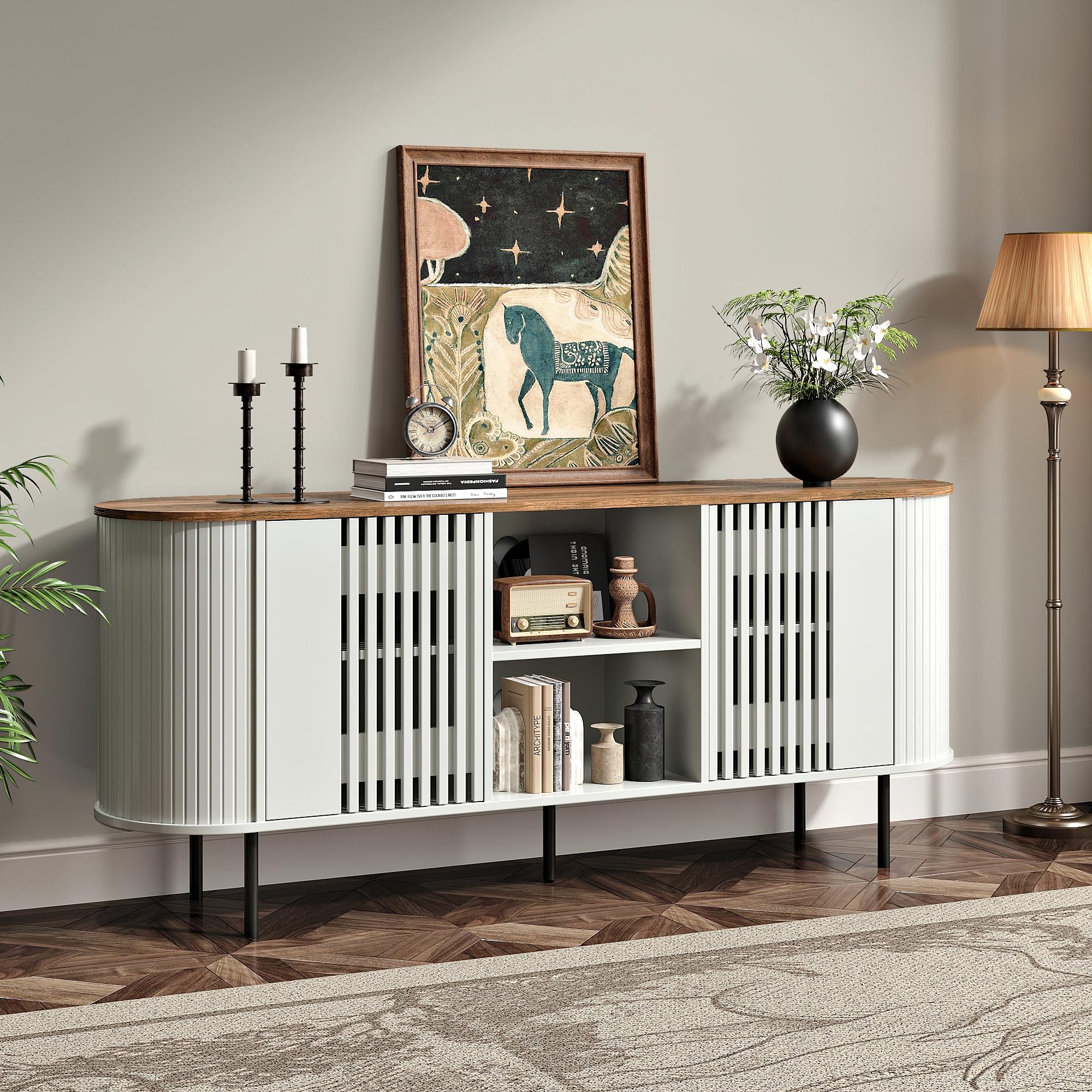 Modern TV Stand for TVs Up to 75 Inches with Adjustable Shelves