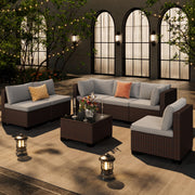 7-Piece Outdoor Sectional Patio Furniture Set with Coffee Table