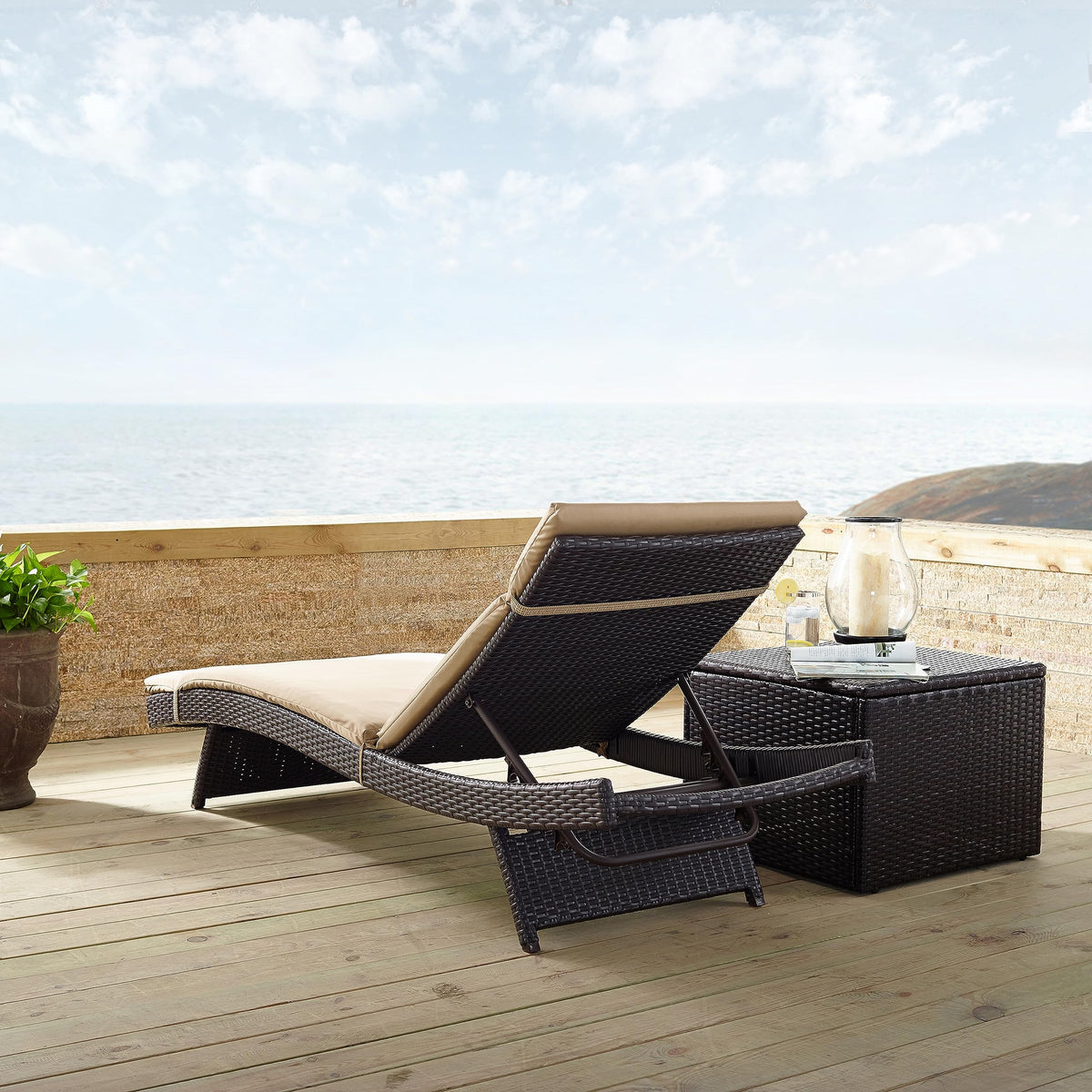 Biscayne Reclining Wicker Outdoor Chaise Lounge Chair