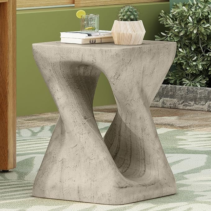 Twist Shape Accent Side Table - Modern Pedestal End Table
