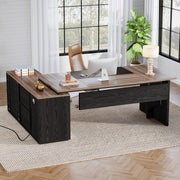 74.8 Inch Executive Desk with Cabinet and Storage