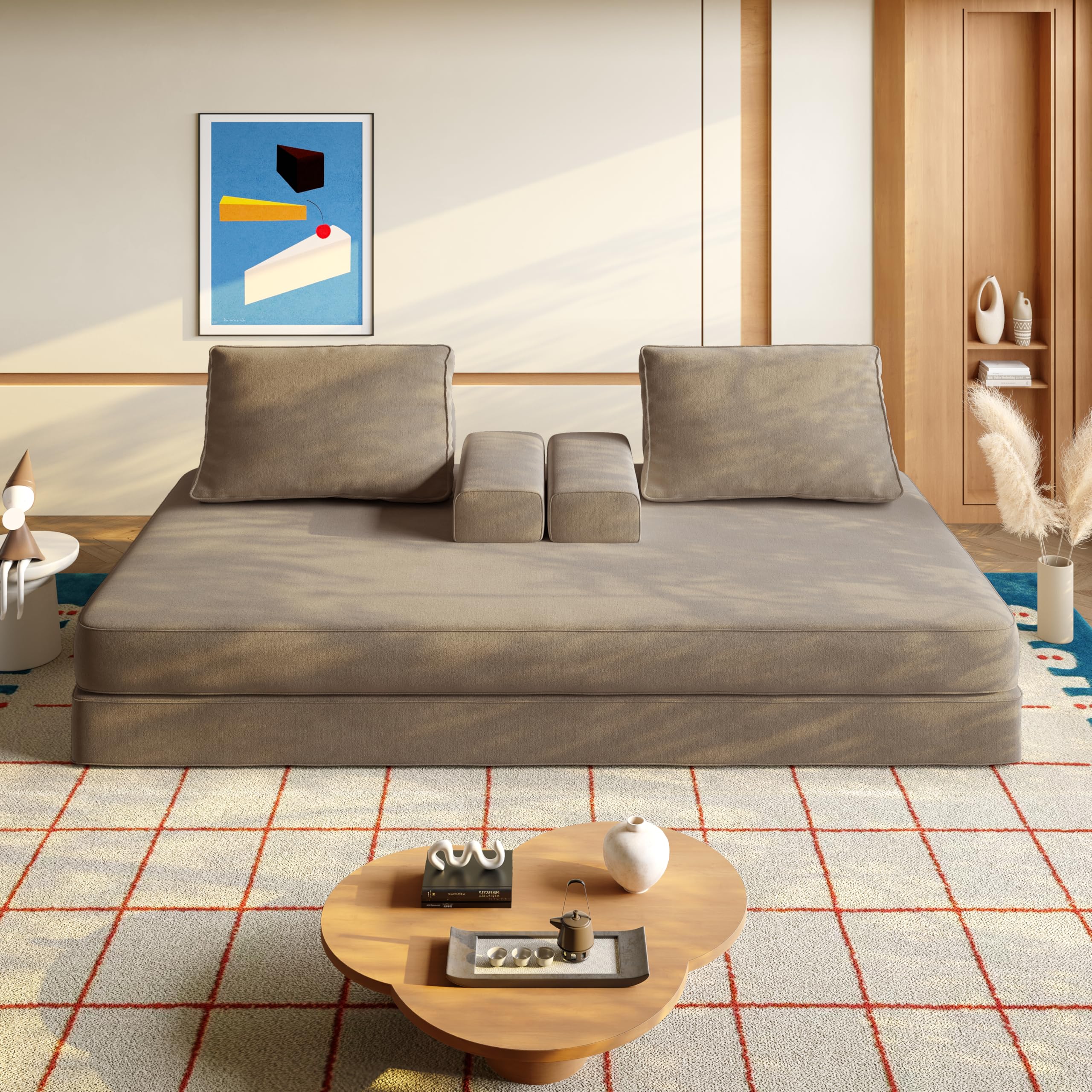 Convertible Floor Sleeper Sofa Bed with Adjustable Backrests