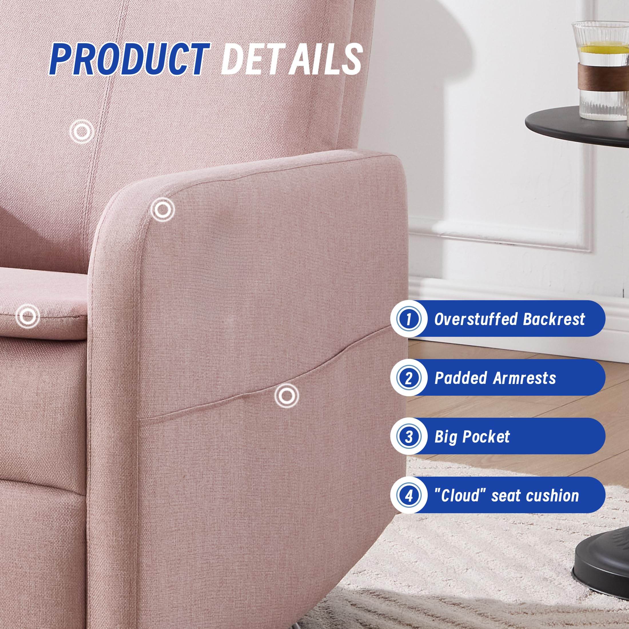 Rocking Recliner Chair with Swivel and High Back