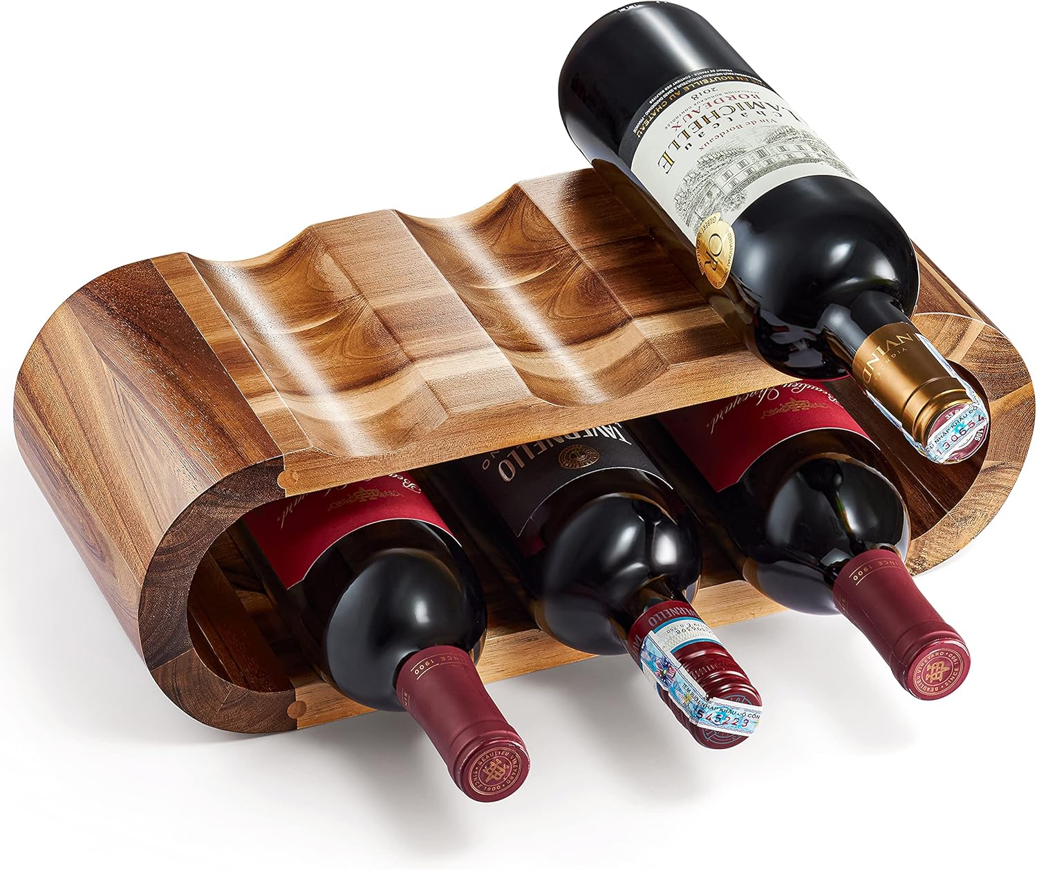 8-Bottle Wooden Wine Rack Countertop Holder