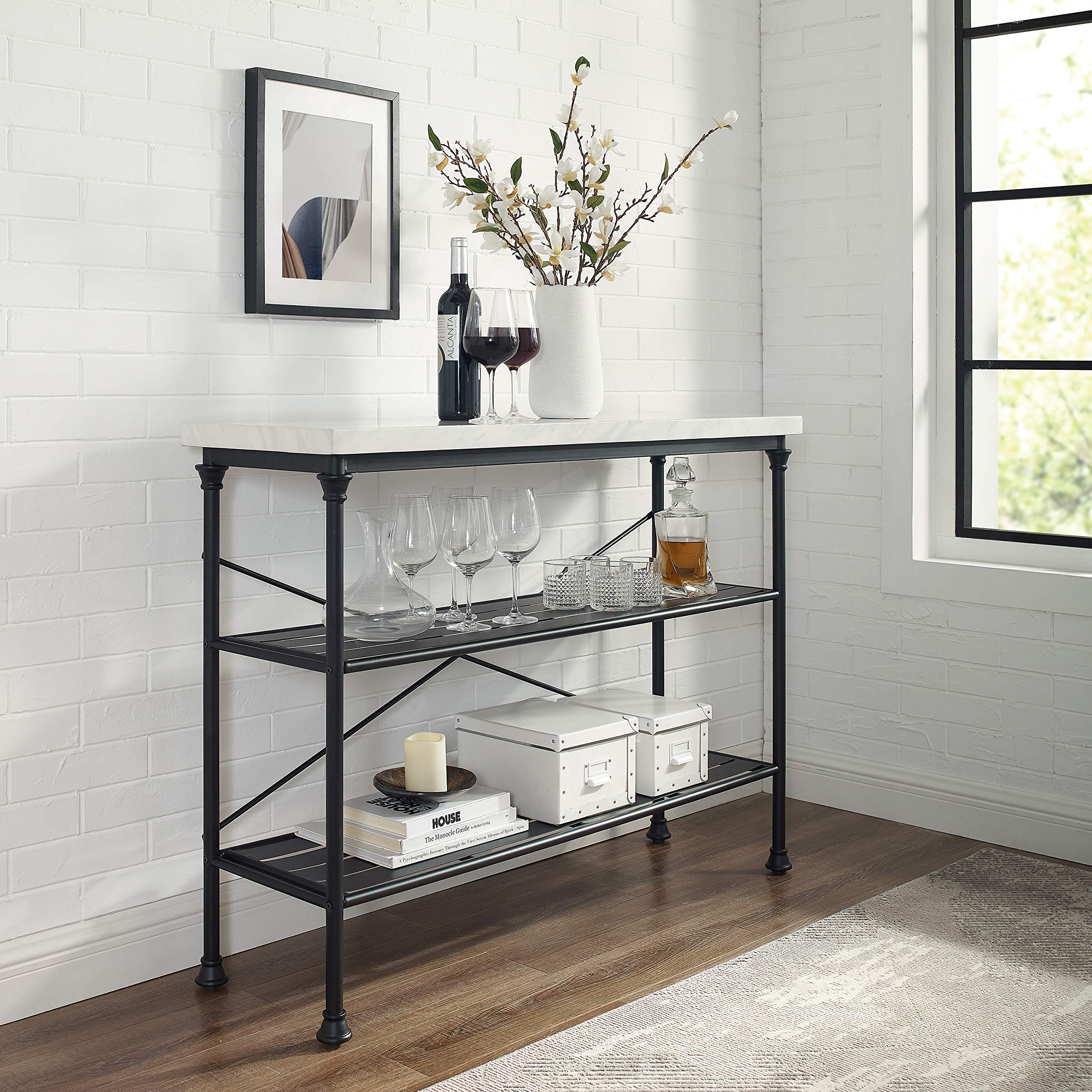 Madeleine Sofa Console Table with Storage Shelves