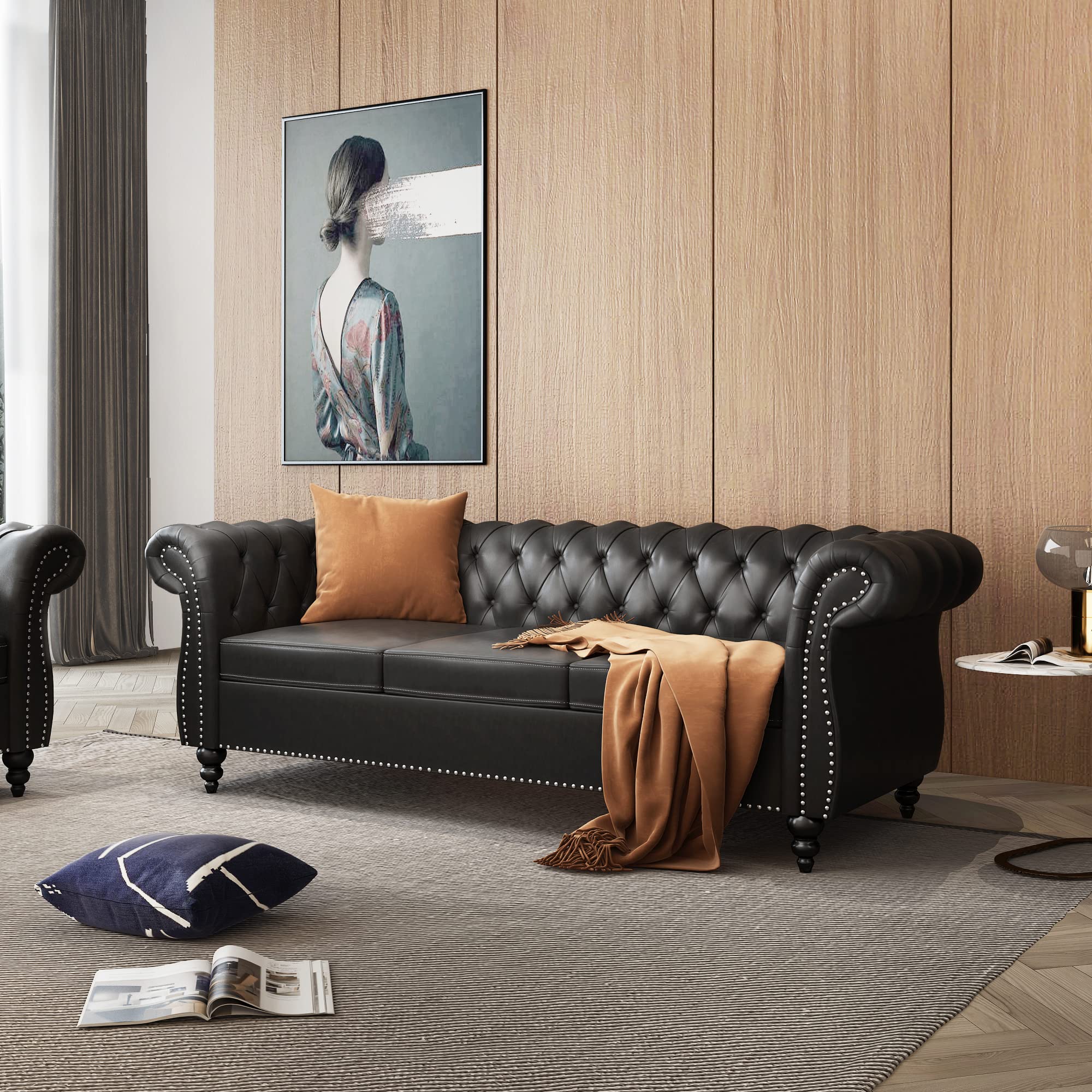3-Seater Tufted Futon Sofa